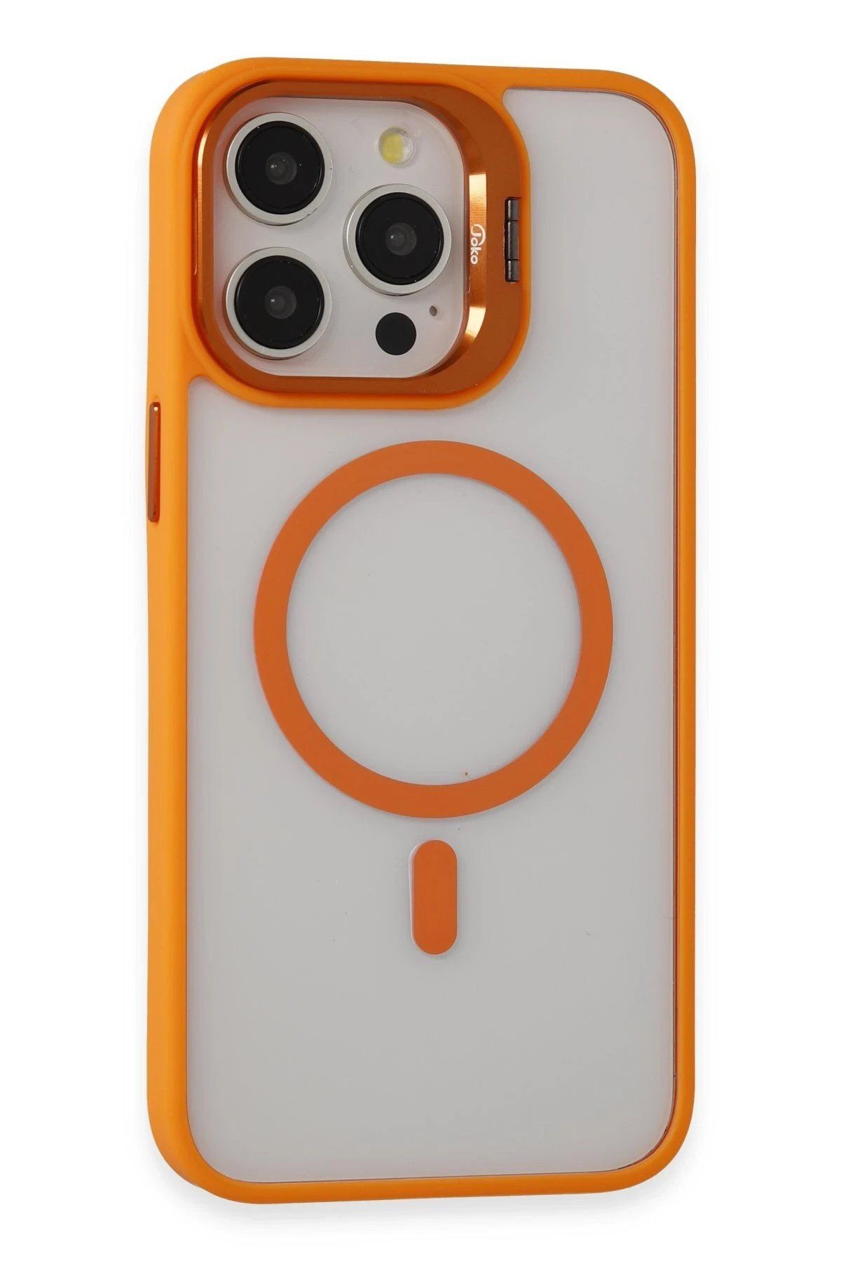 CepteToptan Joko iPhone 15 Pro Max Kılıf Roblox Lens Magsafe Standlı Kapak - Turuncu