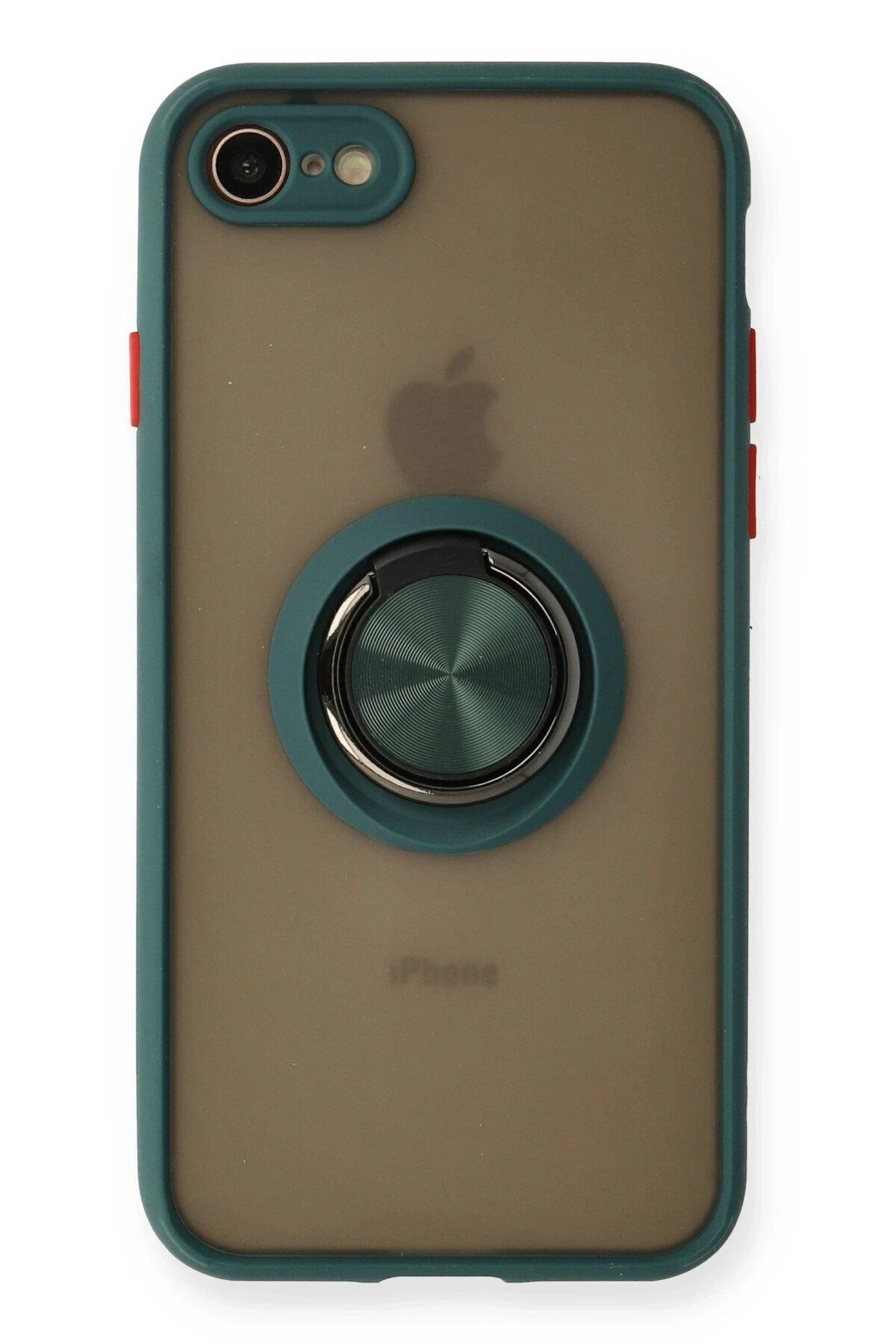 CepteToptan Newface iPhone 7 Kılıf Montreal Yüzüklü Silikon Kapak - Yeşil