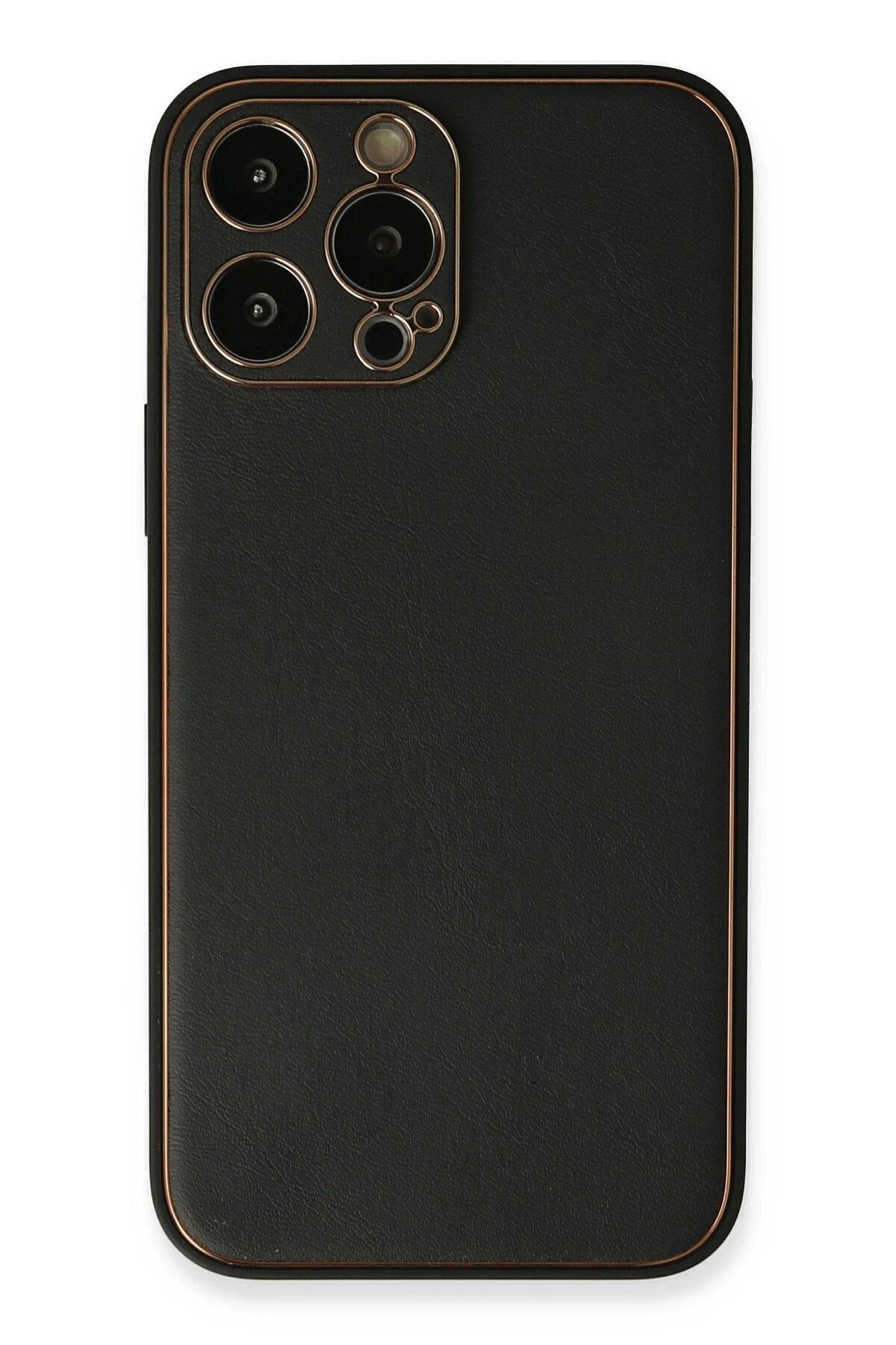 CepteToptan Newface iPhone 13 Pro Max Kılıf Coco Deri Silikon Kapak - Siyah