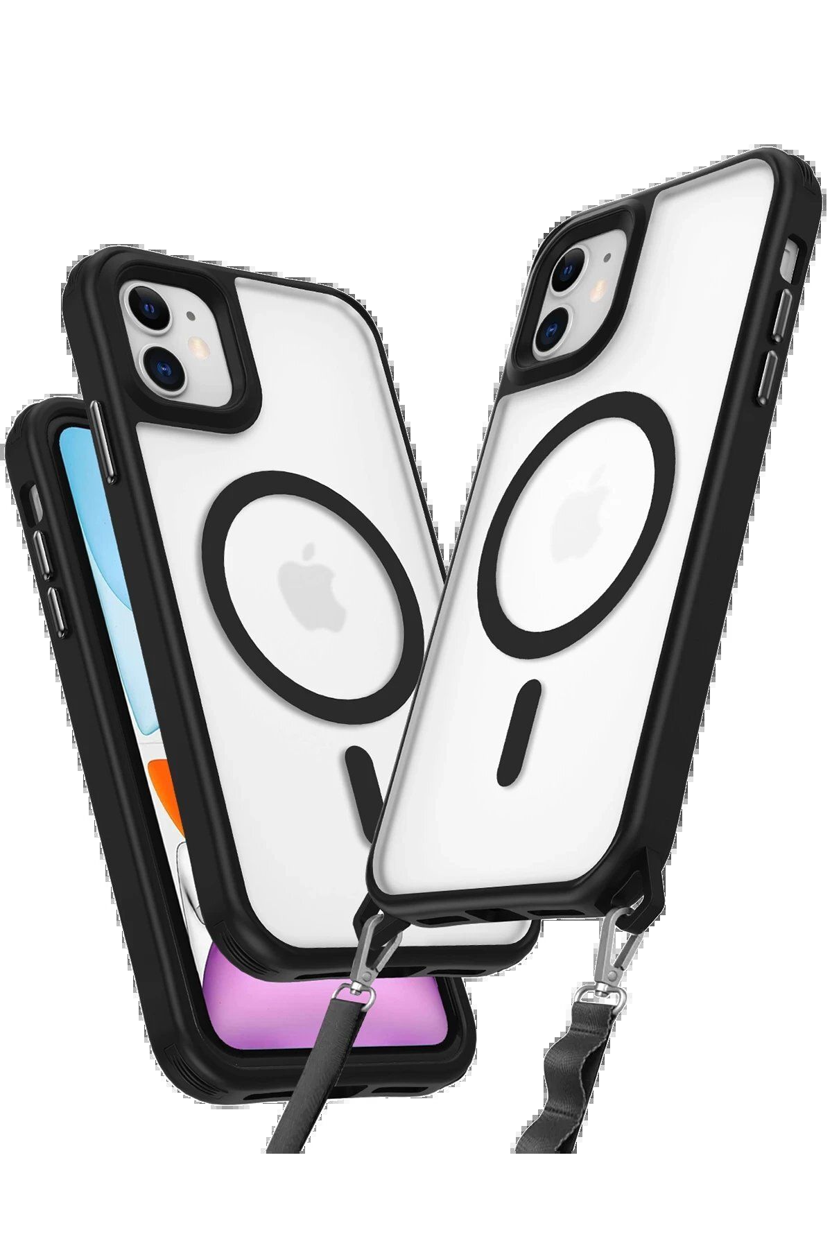 CepteToptan Newface iPhone 12 Kılıf Enka Magsafe Silikon Kılıf - Siyah