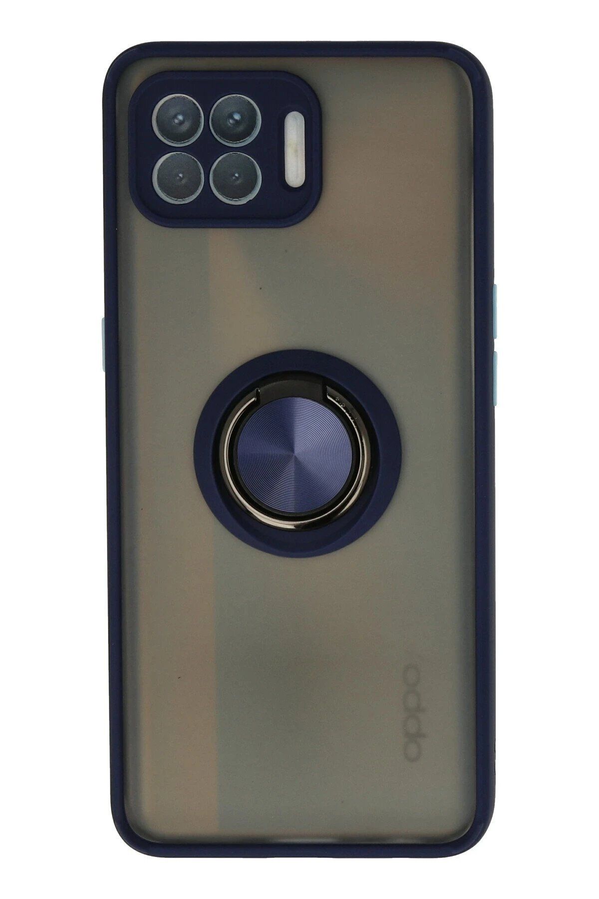 CepteToptan Newface Oppo Reno 4 Lite Kılıf Montreal Yüzüklü Silikon Kapak - Lacivert