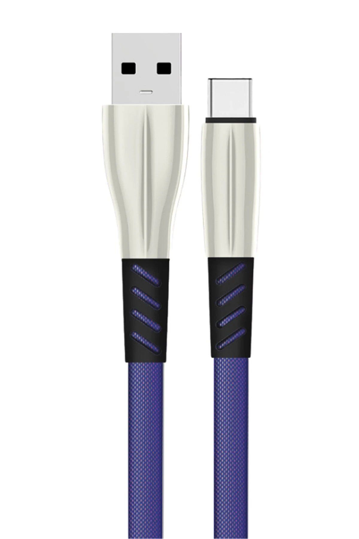 CepteToptan Konfulon S90 Metal Uçlu Type-C Kablo 1M 2.4A - Mavi
