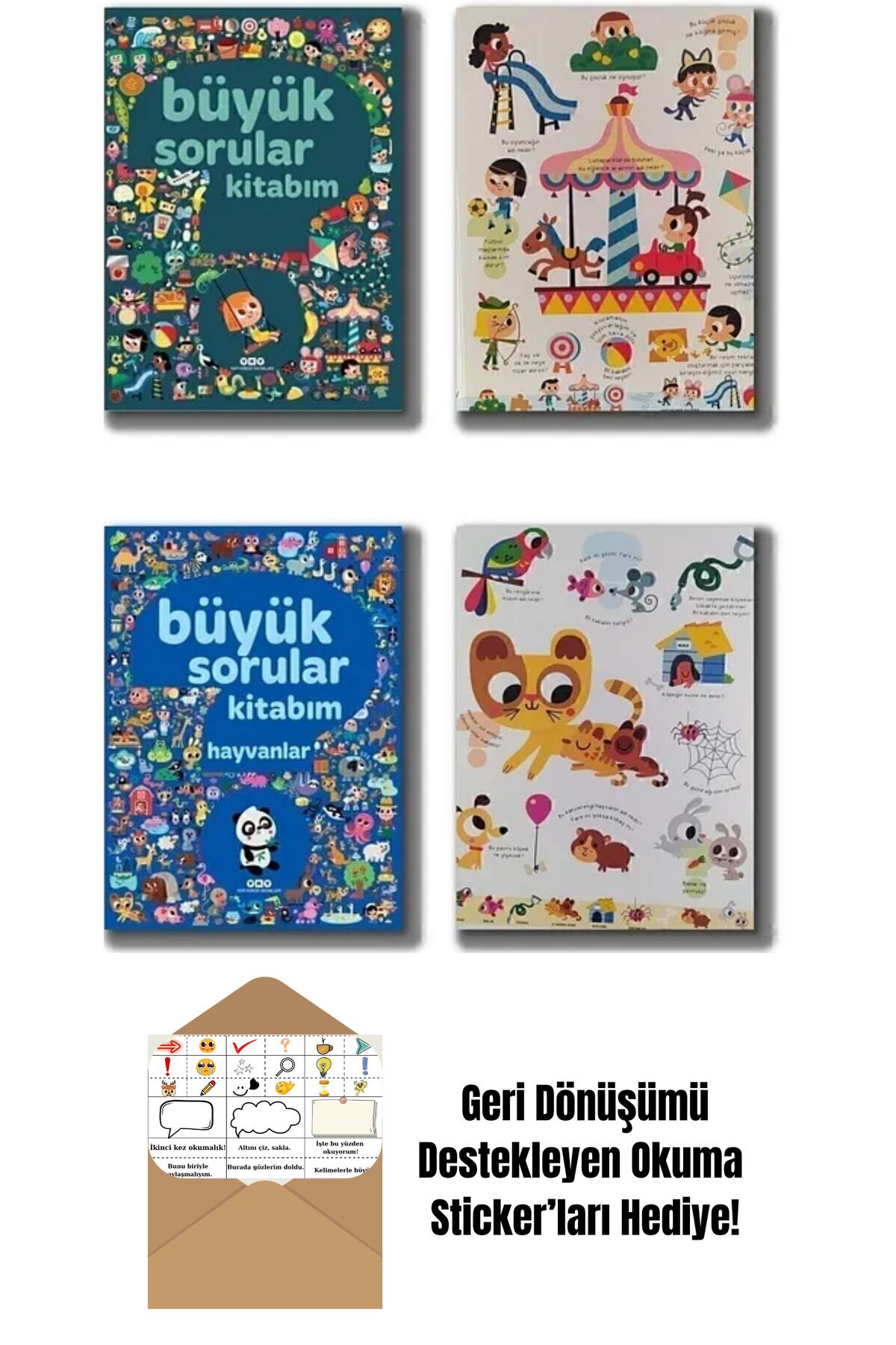 Yapı Kredi Yayınları Büyük Sorular Kitabım + Büyük Sorular Kitabım Hayvanlar 2'li Set + Okuma Sticker'ları