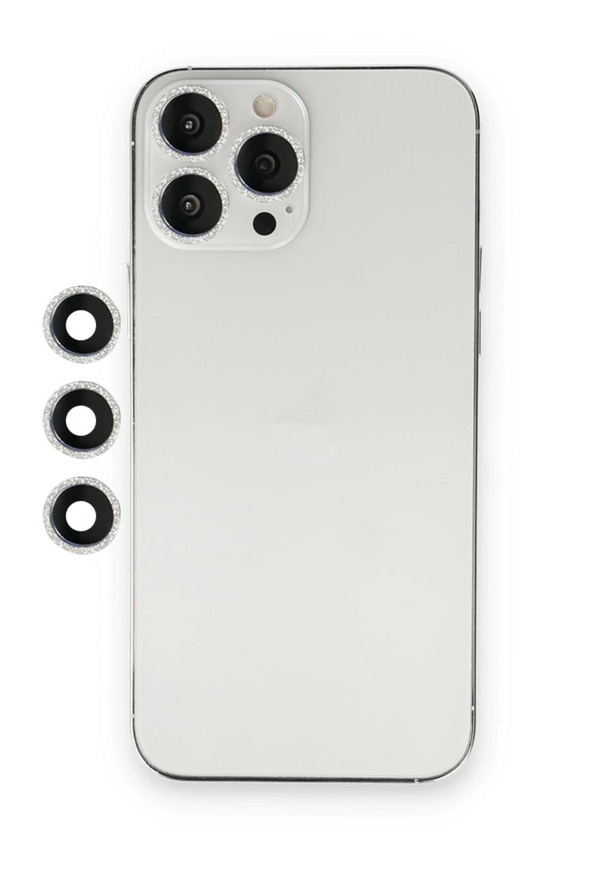 CepteToptan Uyumlu iPhone 13 Pro Max Shine Kamera Lens - Gümüş