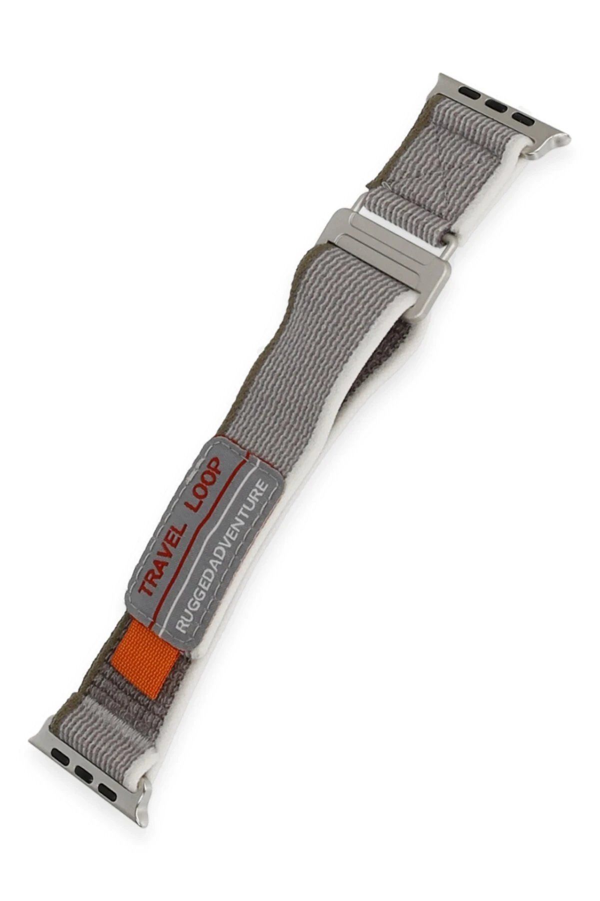 CepteToptan Newface Watch 38mm Uyumlu  Alice Kumaş Kordon - Gri-Beyaz