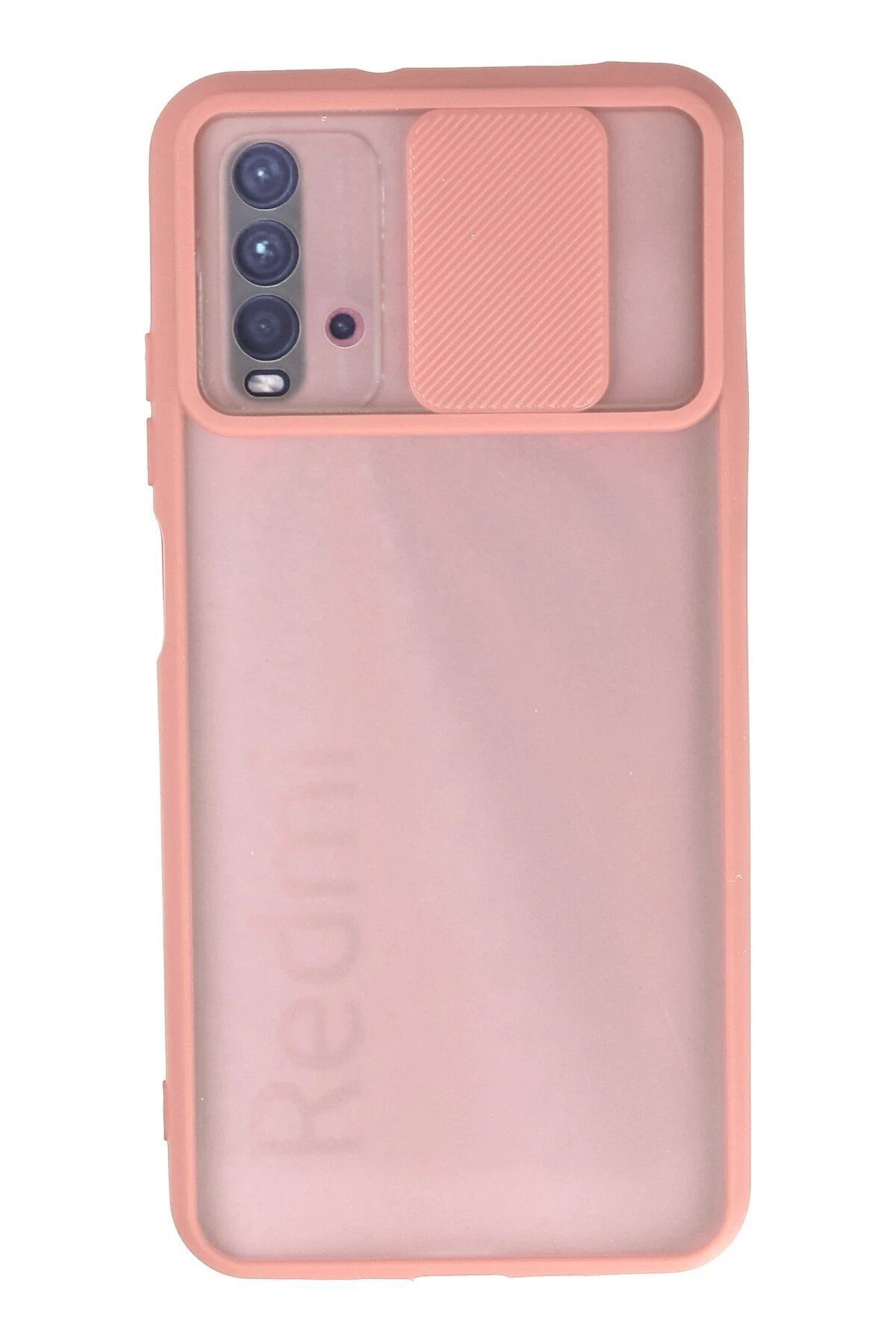 CepteToptan Newface Xiaomi Redmi 9T Kılıf Palm Buzlu Kamera Sürgülü Silikon - Pembe