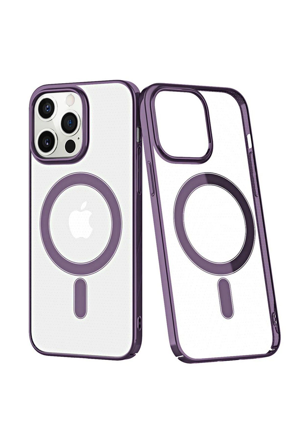 CepteToptan Newface iPhone 13 Pro Max Kılıf Element Magneticsafe Sert Kapak - Derin Mor
