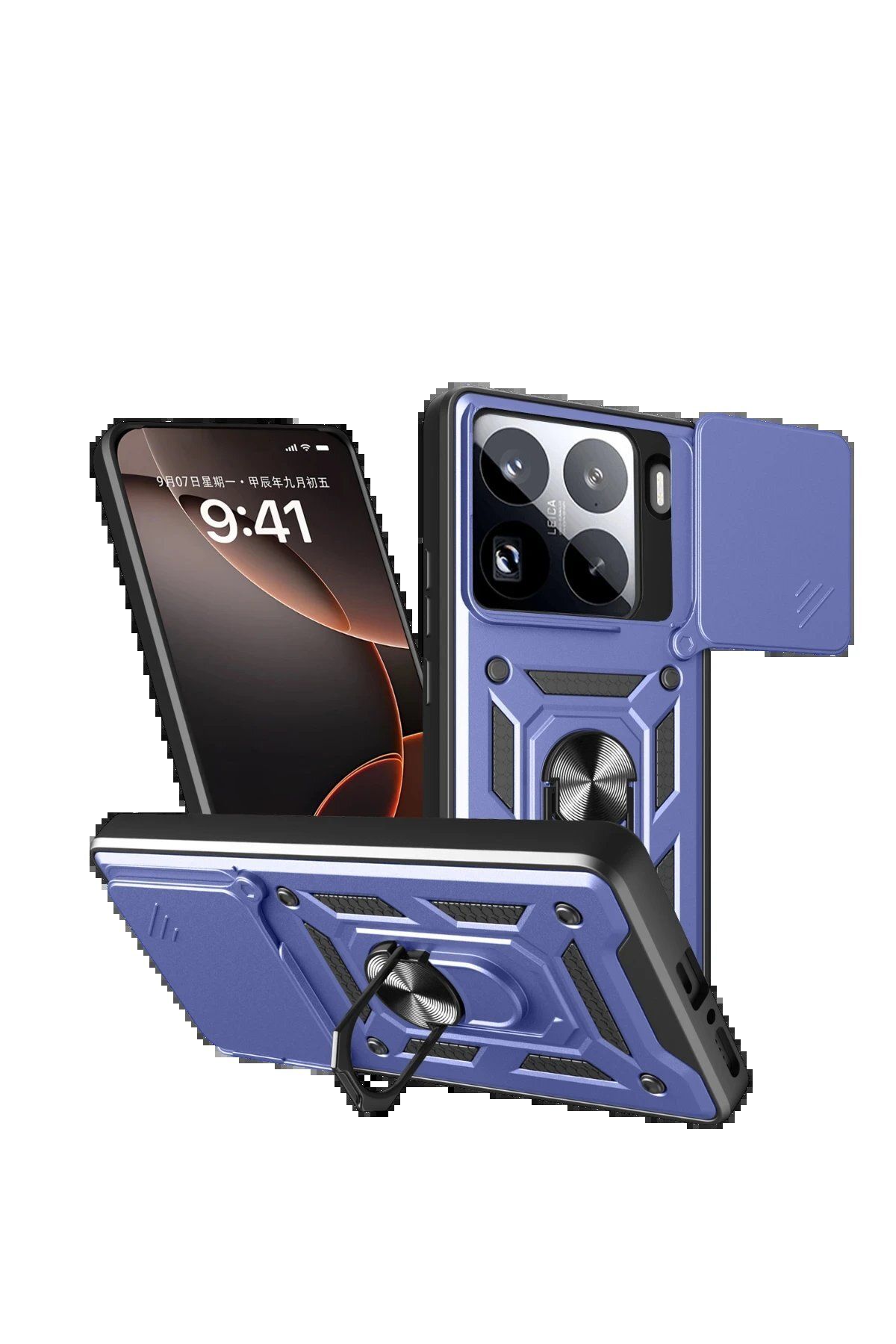 CepteToptan Newface Xiaomi Mi 15 Pro Kılıf Pars Lens Yüzüklü Silikon - Lacivert