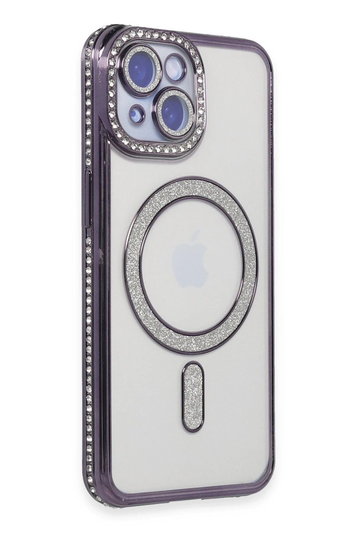 CepteToptan Newface iPhone 13 Kılıf Joke Simli Magneticsafe Kılıf - Derin Mor