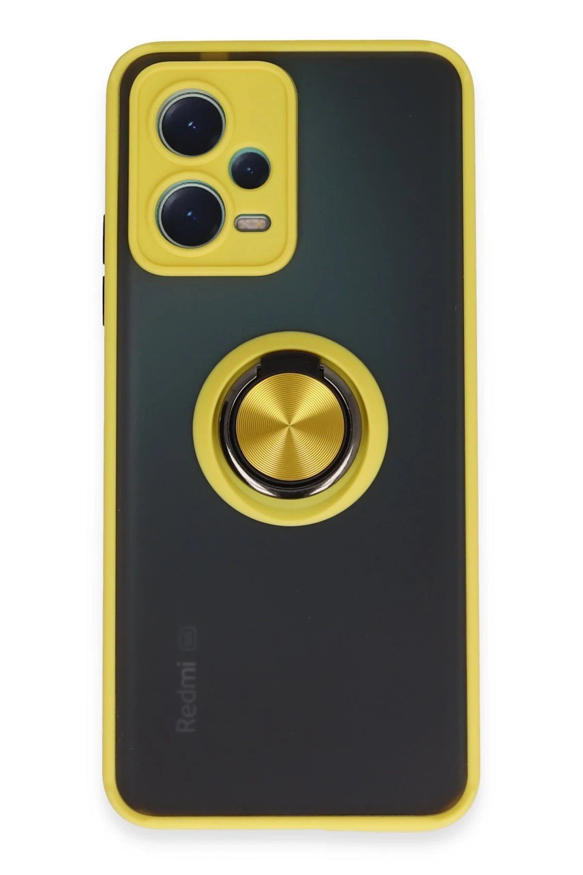 CepteToptan Newface Xiaomi Redmi Note 12 5G Kılıf Montreal Yüzüklü Silikon Kapak - Sarı