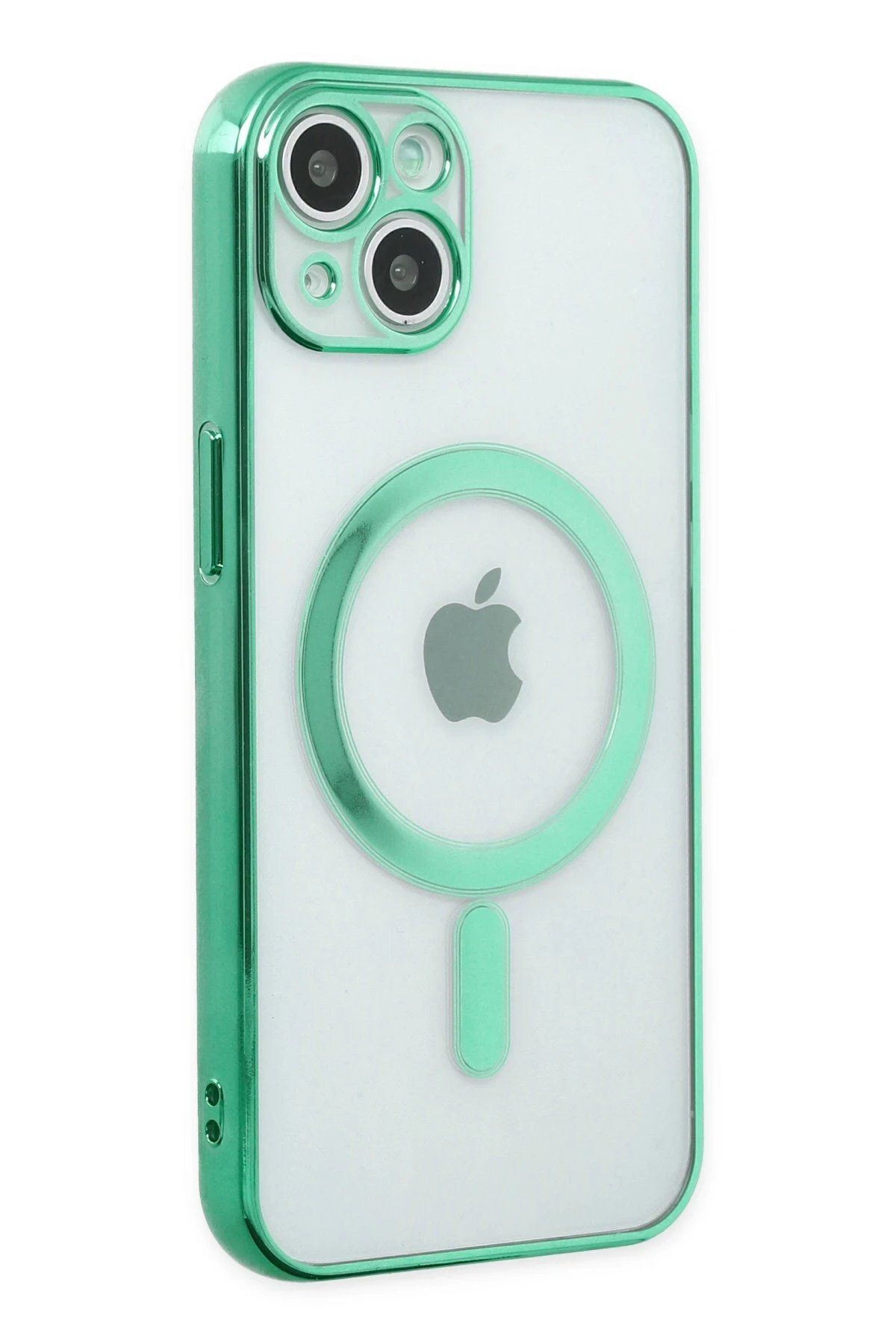 CepteToptan Newface iPhone 14 Plus Kılıf Magneticsafe Lazer Silikon - Haki Yeşil
