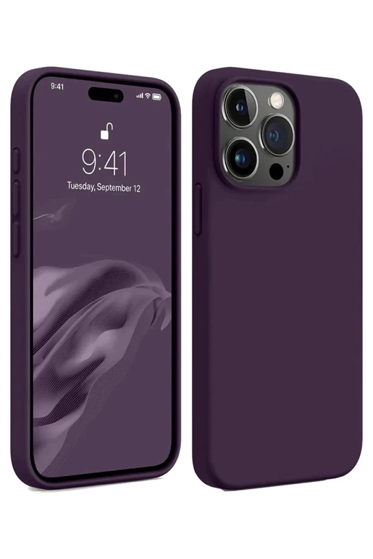 CepteToptan Newface iPhone 15 Pro Max Kılıf First Silikon - Mürdüm
