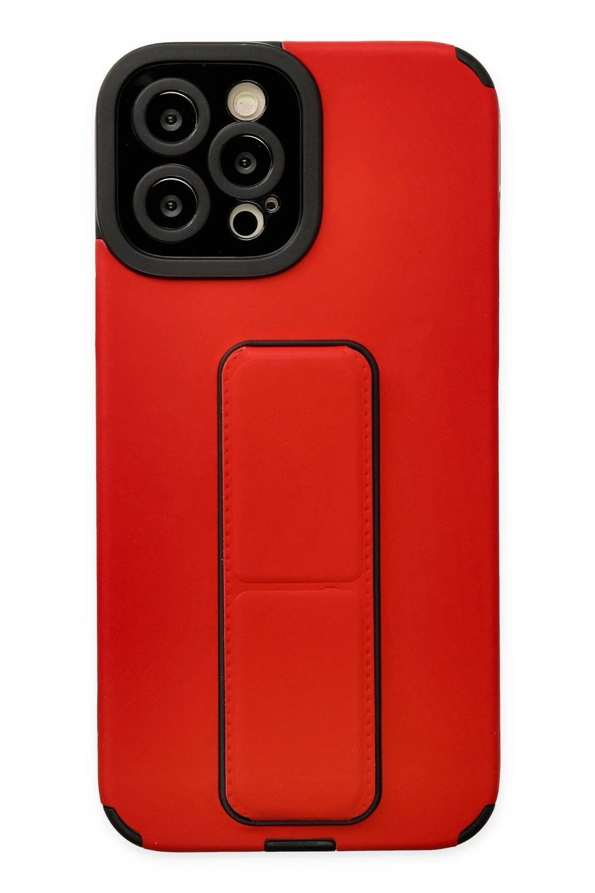 CepteToptan Newface iPhone 12 Pro Max Kılıf Mega Standlı Silikon - Kırmızı