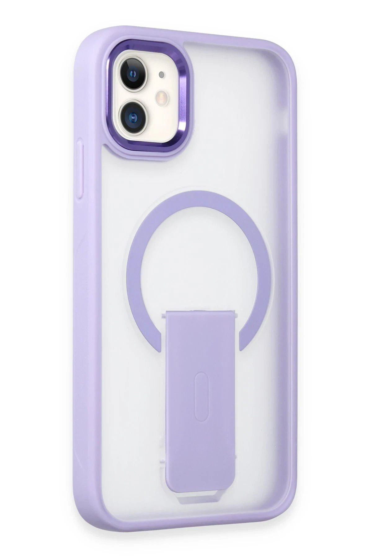 CepteToptan Newface iPhone 11 Tork Magsafe Standlı Kapak - Lila