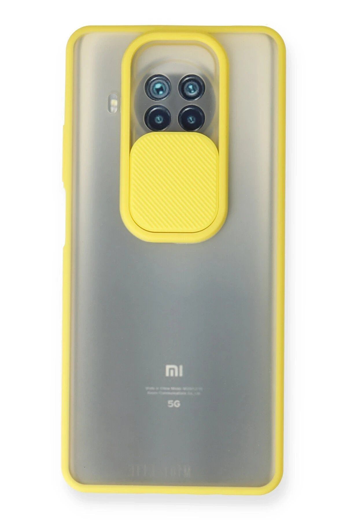 CepteToptan Newface Xiaomi Mi 10T Lite Kılıf Palm Buzlu Kamera Sürgülü Silikon - Sarı