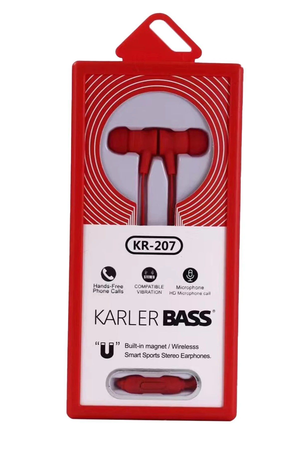 CepteToptan Karler Bass KR-207 Mıknatıslı Kablolu Kulaklık - Kırmızı