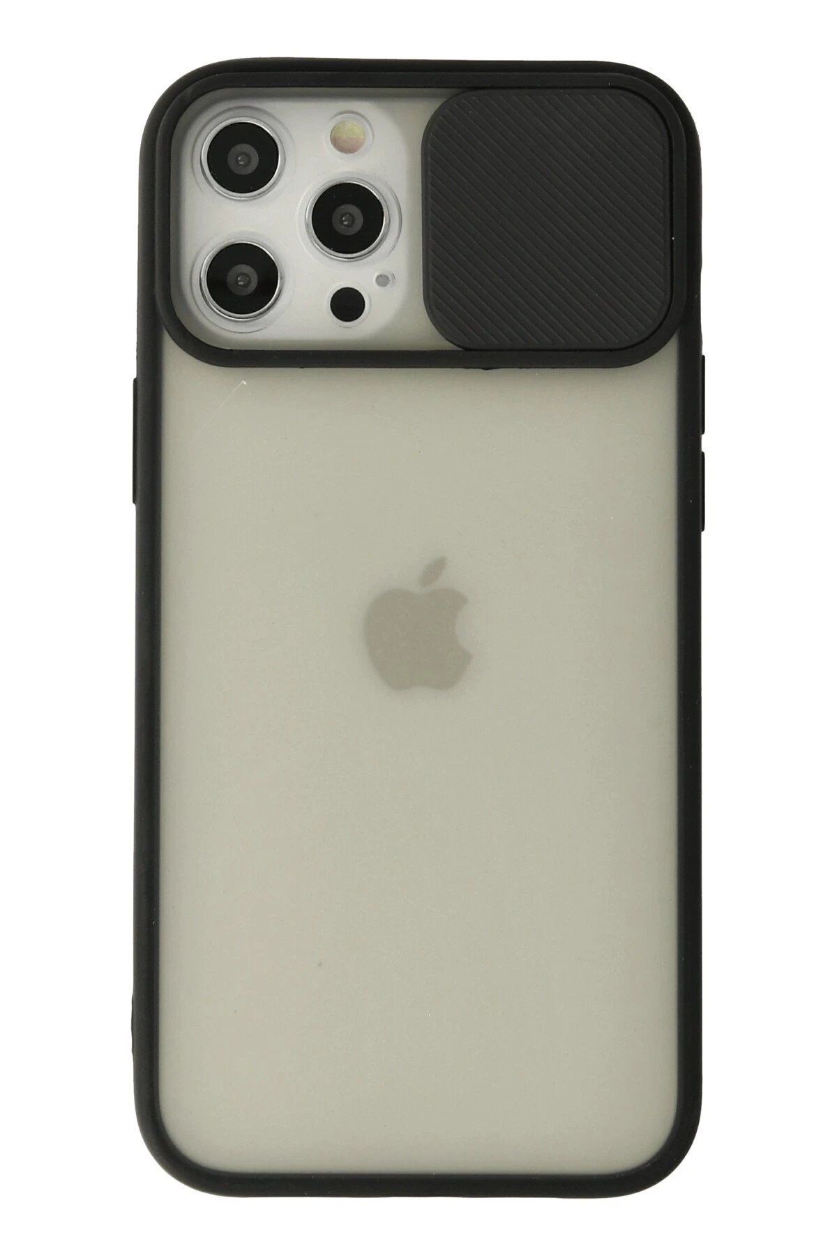 CepteToptan Newface iPhone 12 Pro Max Kılıf Palm Buzlu Kamera Sürgülü Silikon - Siyah