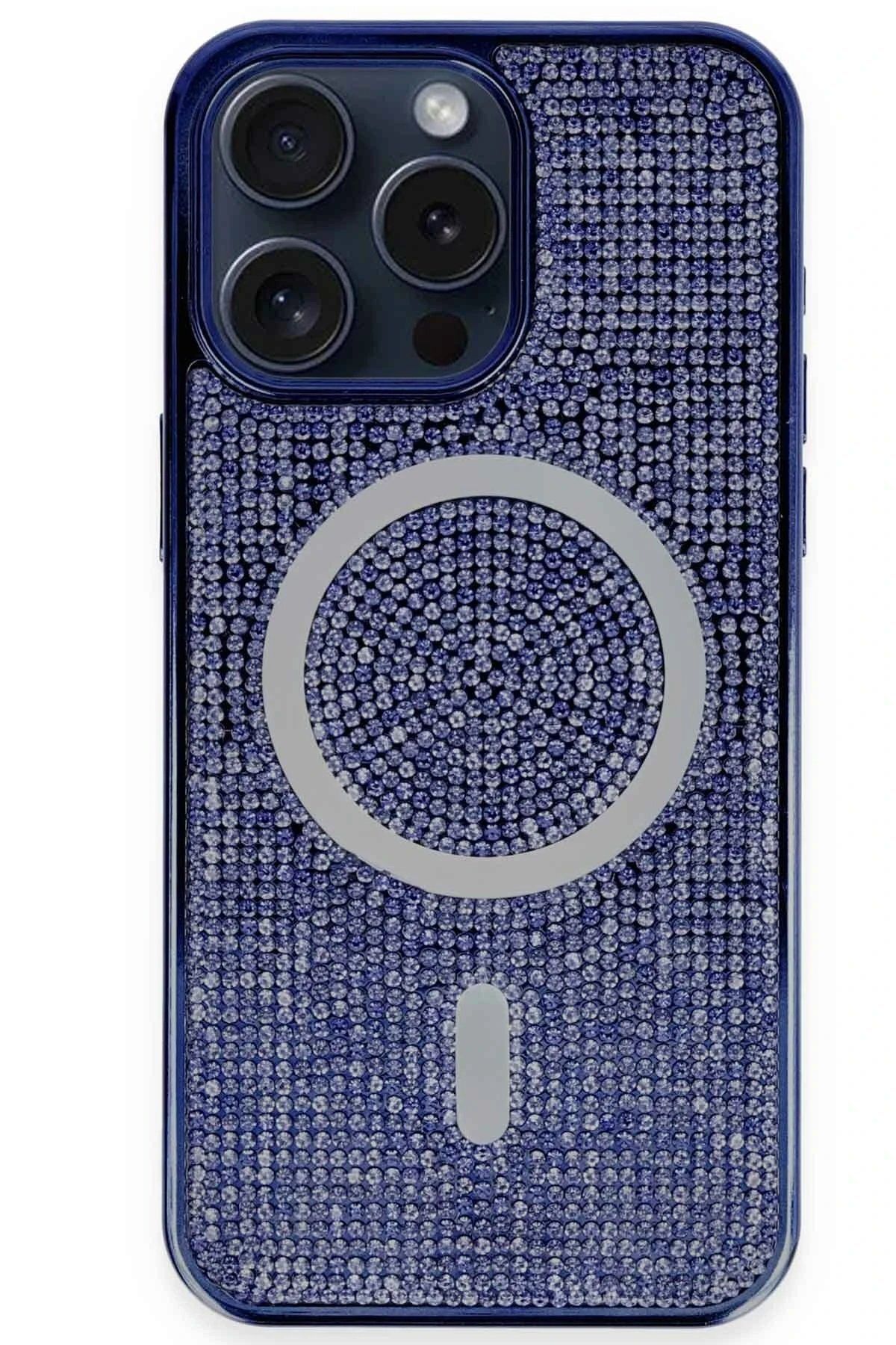CepteToptan Newface iPhone 14 Pro Max Kılıf Diamond Magsafe Kapak - Lacivert