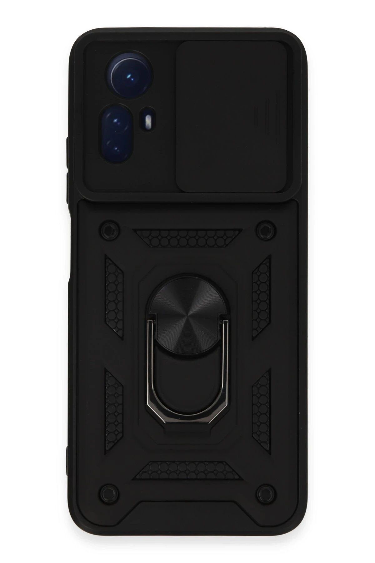 CepteToptan Newface Xiaomi Redmi Note 12S Kılıf Pars Lens Yüzüklü Silikon - Siyah