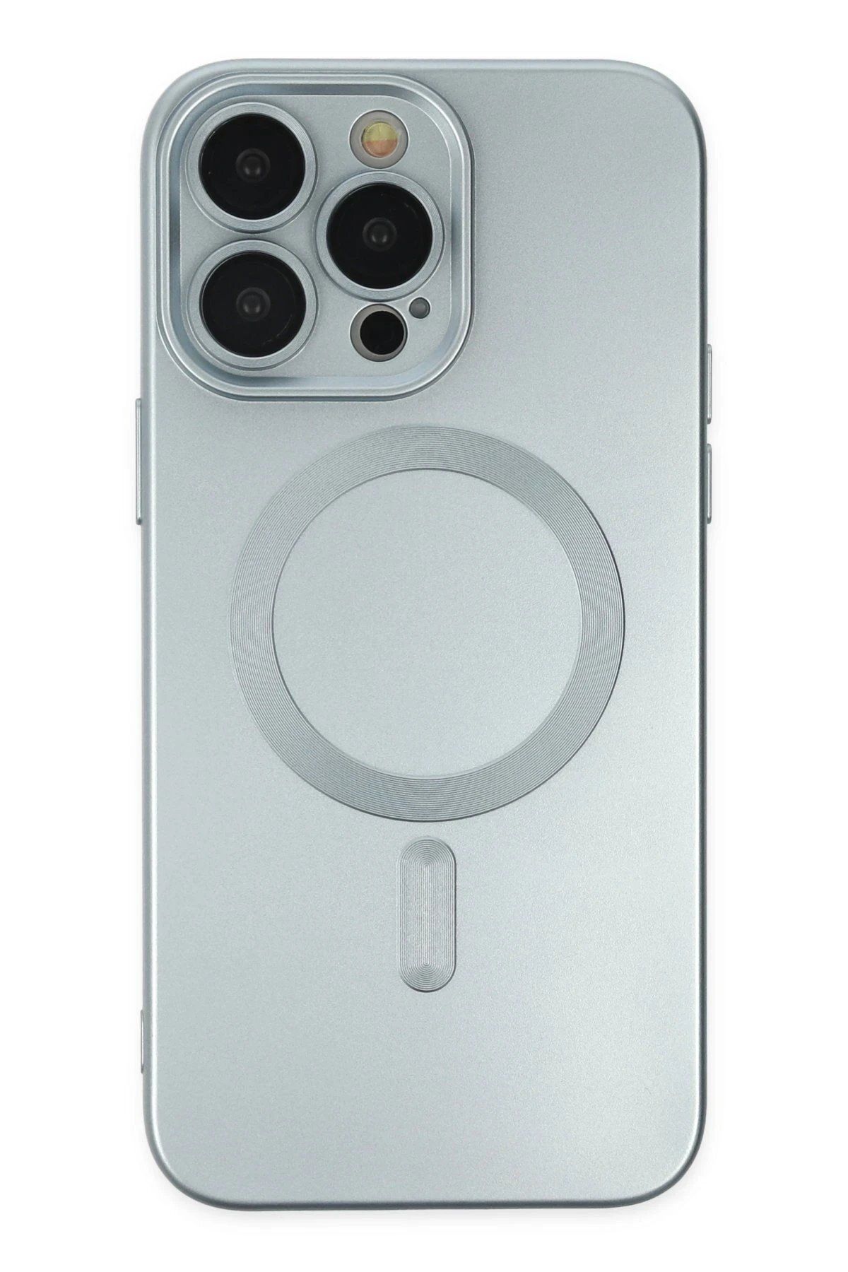 CepteToptan Newface iPhone 14 Pro Kılıf Moshi Lens Magneticsafe Silikon - Sierra Blue