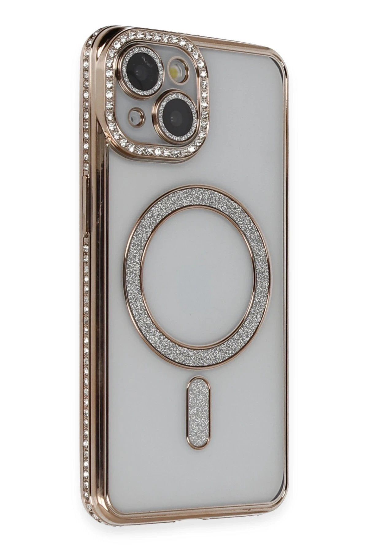 CepteToptan Newface iPhone 13 Kılıf Joke Simli Magneticsafe Kılıf - Gold