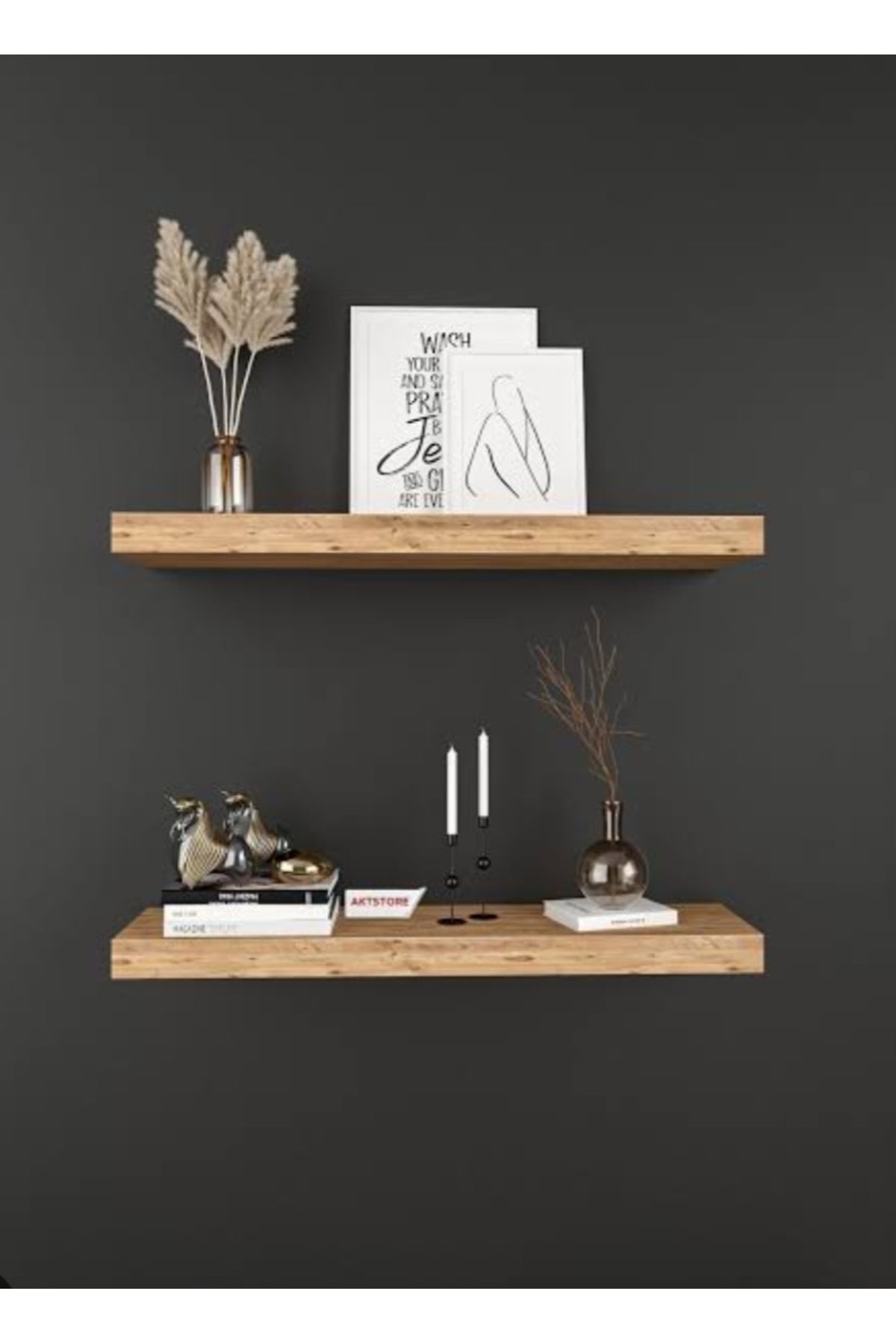eneefwood duvar rafı 60x15 atlantik çam 2 li