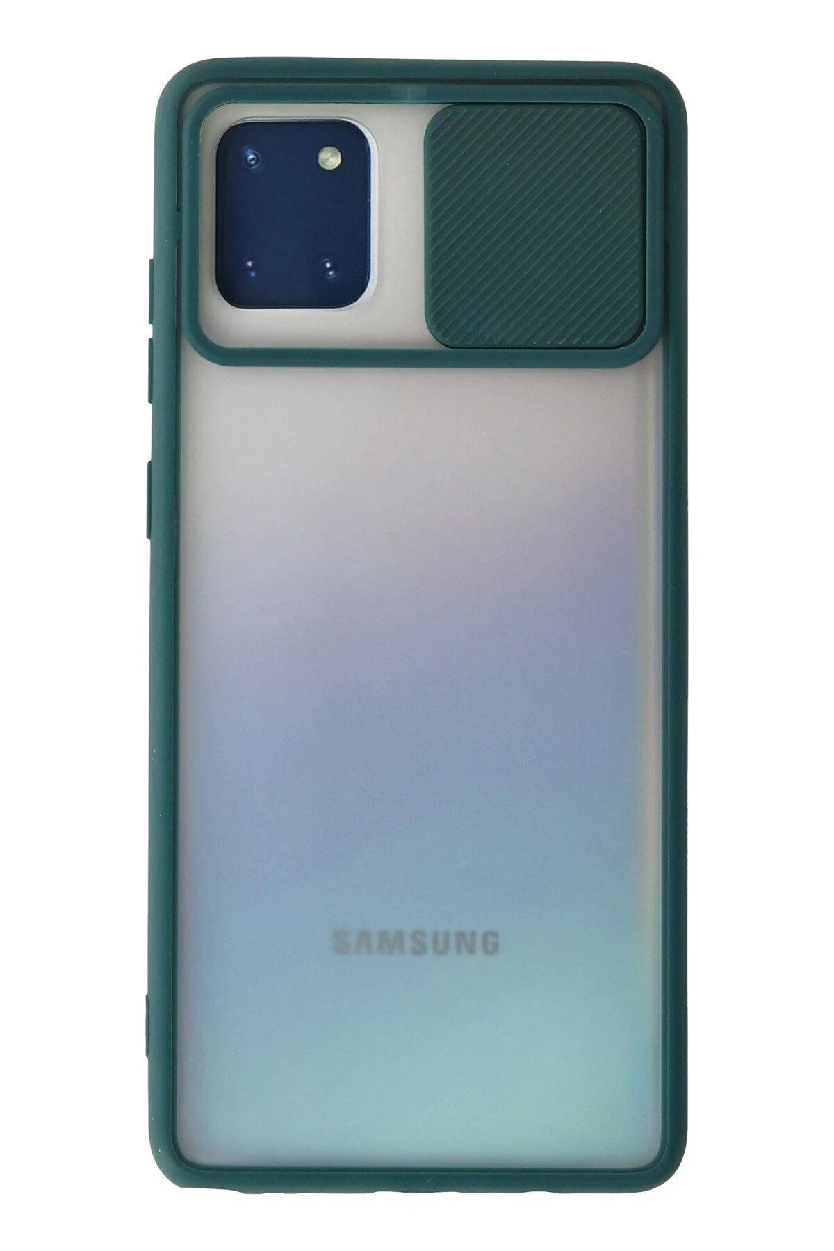 CepteToptan Newface Samsung Galaxy A81 / Note 10 Lite Kılıf Palm Buzlu Kamera Sürgülü Silikon - Yeşil