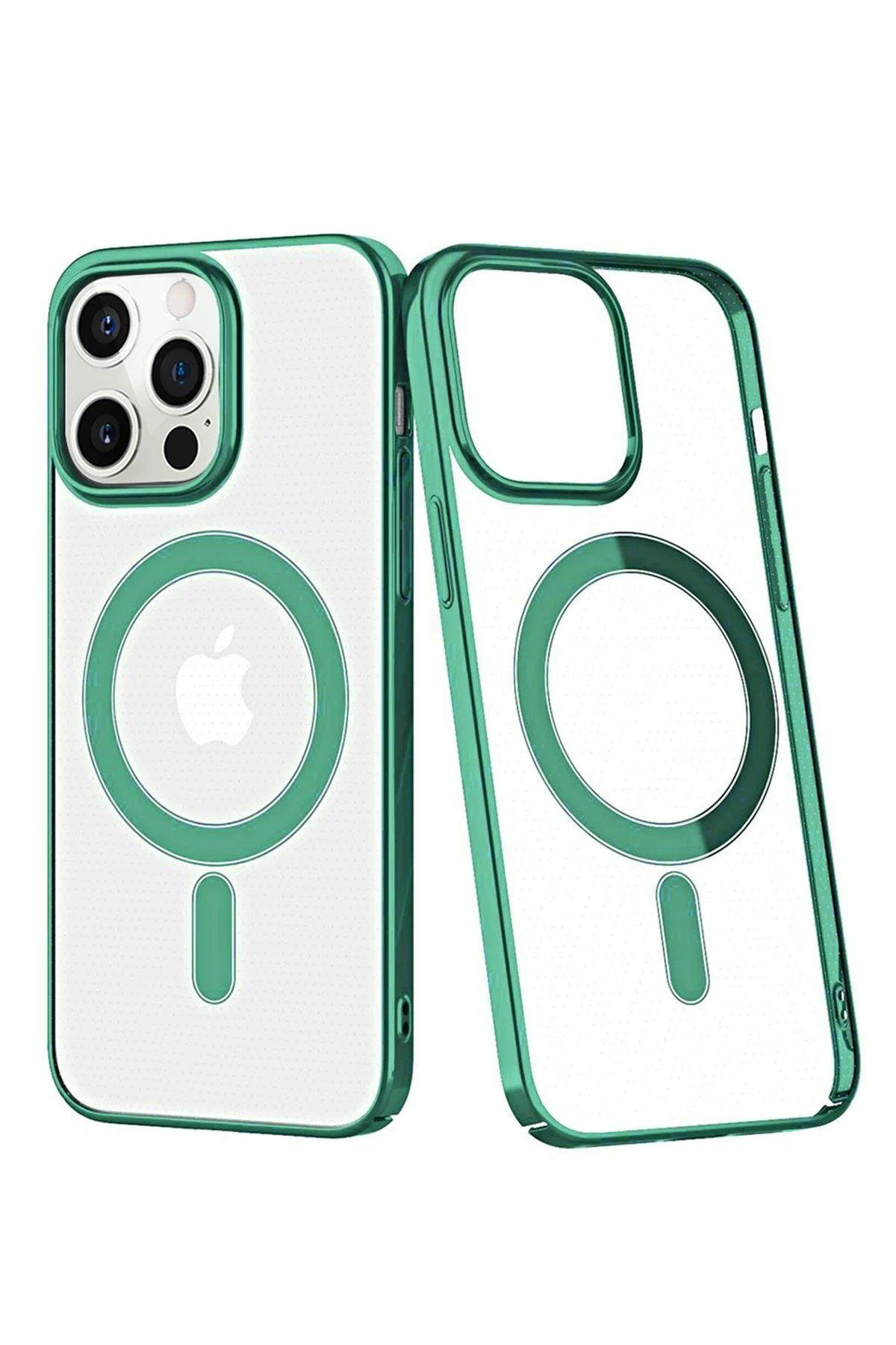 CepteToptan Newface iPhone 12 Pro Max Kılıf Element Magneticsafe Sert Kapak - Köknar Yeşili