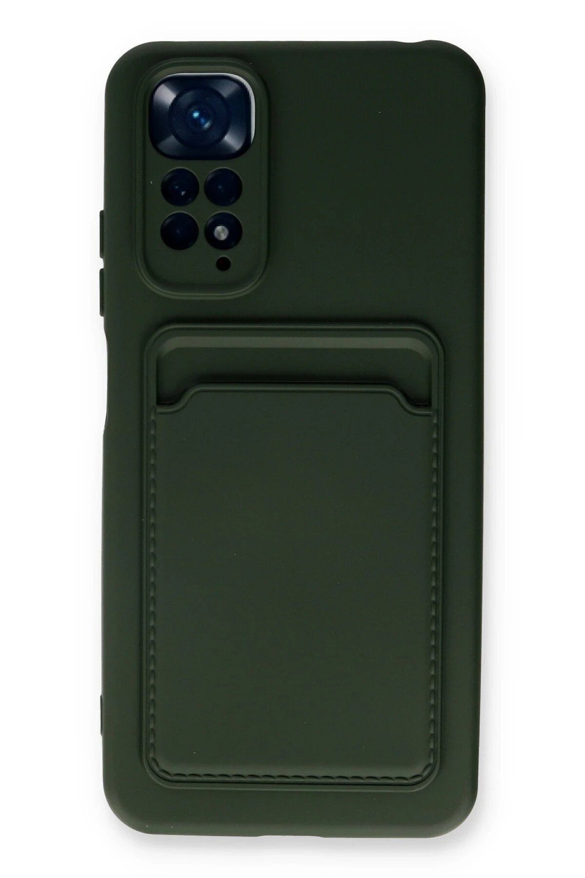 CepteToptan Newface Xiaomi Redmi Note 11S Kılıf Kelvin Kartvizitli Silikon - Koyu Yeşil