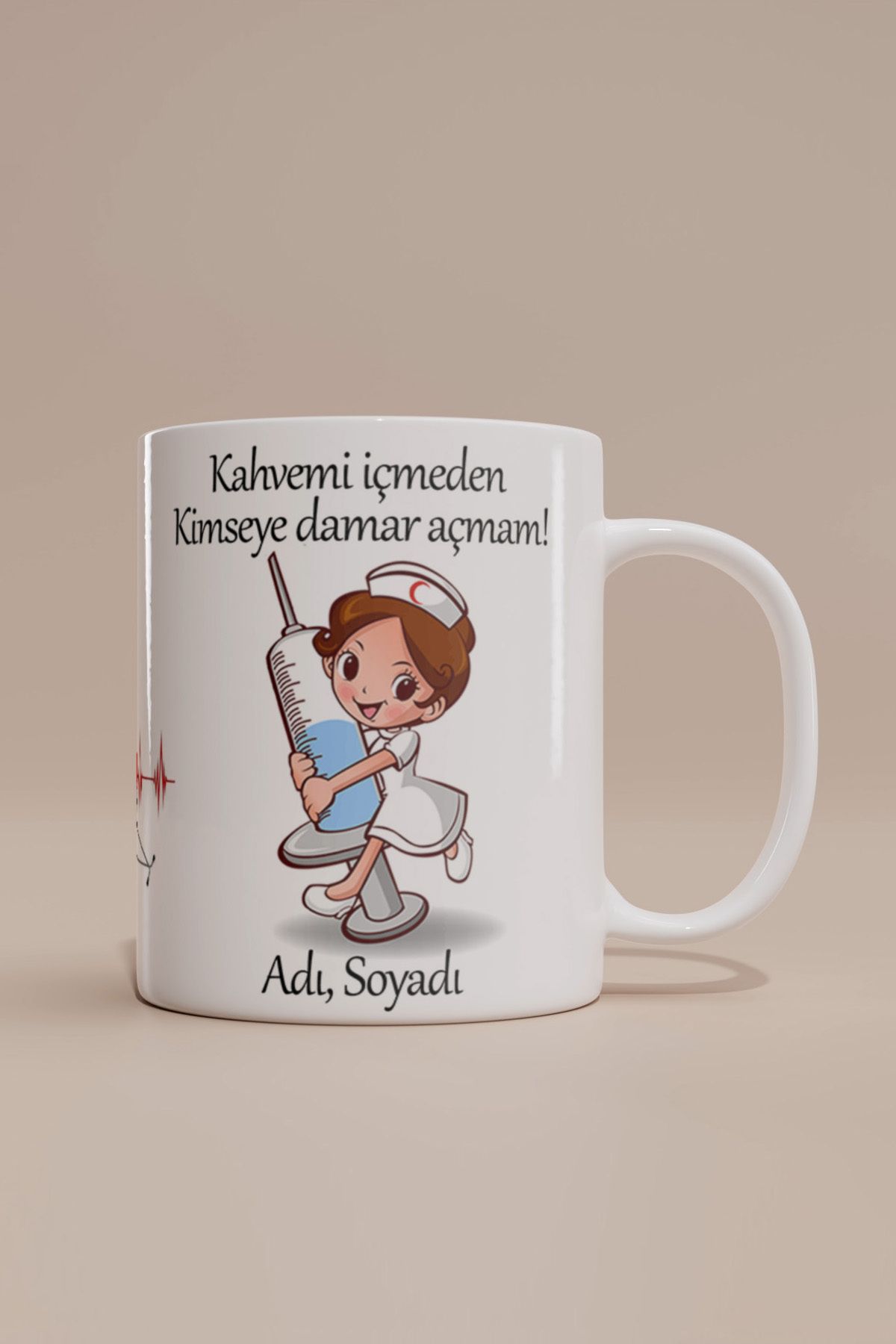 SareDesing İsme Özel Hemşire Temalı Kupa Bardak
