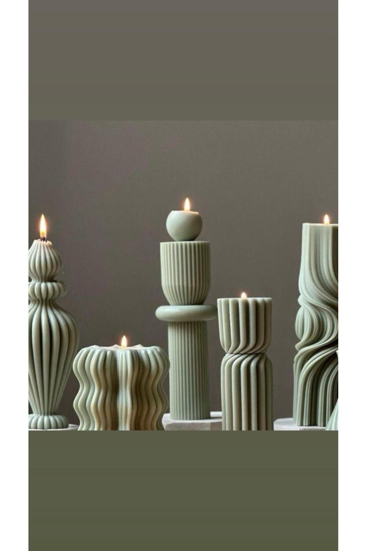 SCA CANDLE Dekoratif Mum Marako+Dalga +Çokgen+Dalga+ Tekli top toplam 5 parça