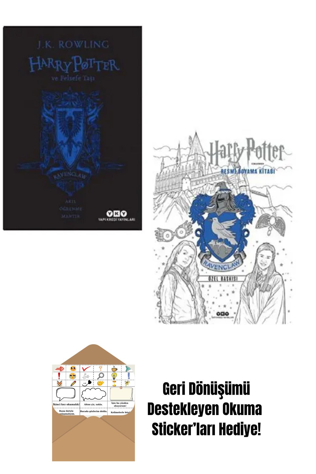 Yapı Kredi Yayınları Harry Potter Felsefe Taşı 20. Yıl Özel Baskısı + Boyama Kitabı Ravenclaw + Okuma Sticker'ları