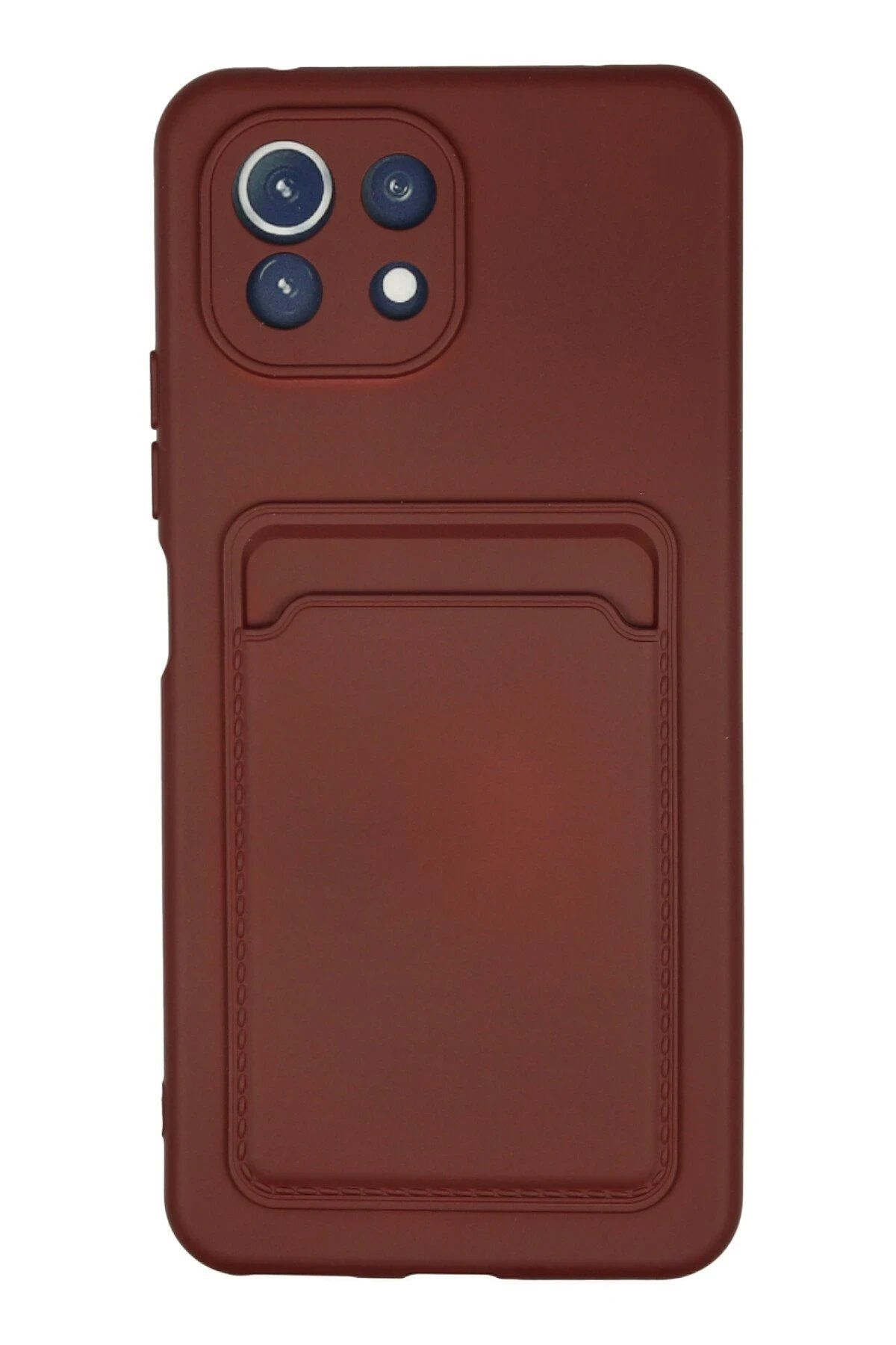 CepteToptan Newface Xiaomi Mi 11 Kılıf Kelvin Kartvizitli Silikon - Bordo