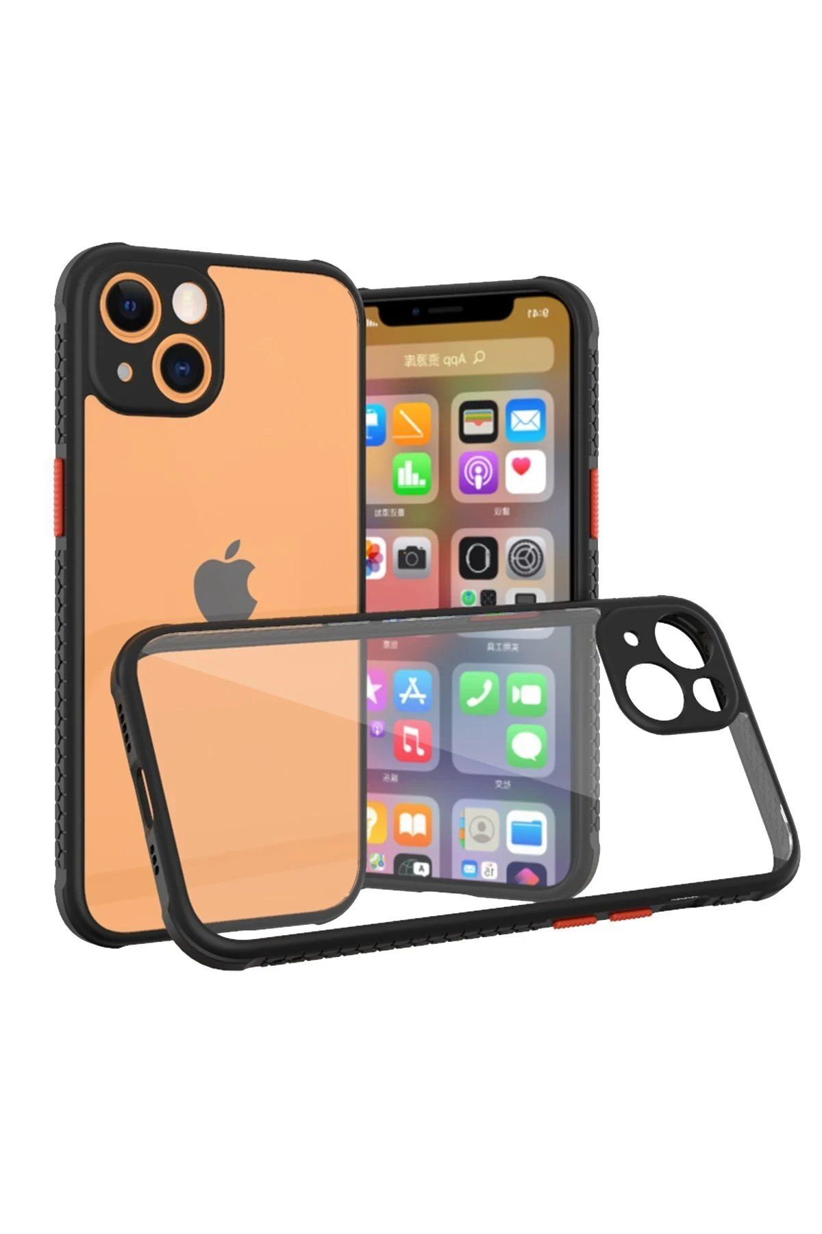 CepteToptan Newface iPhone 13 Mini Kılıf Miami Şeffaf Silikon - Siyah