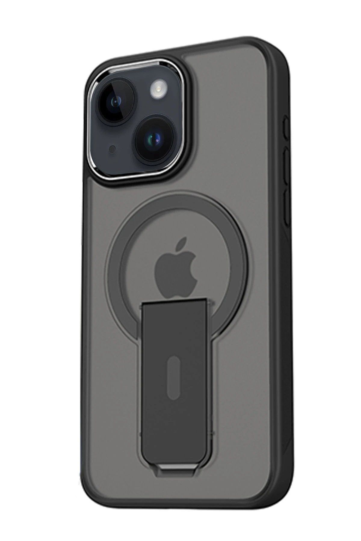 CepteToptan Newface iPhone 15 Tork Magsafe Standlı Kapak - Siyah
