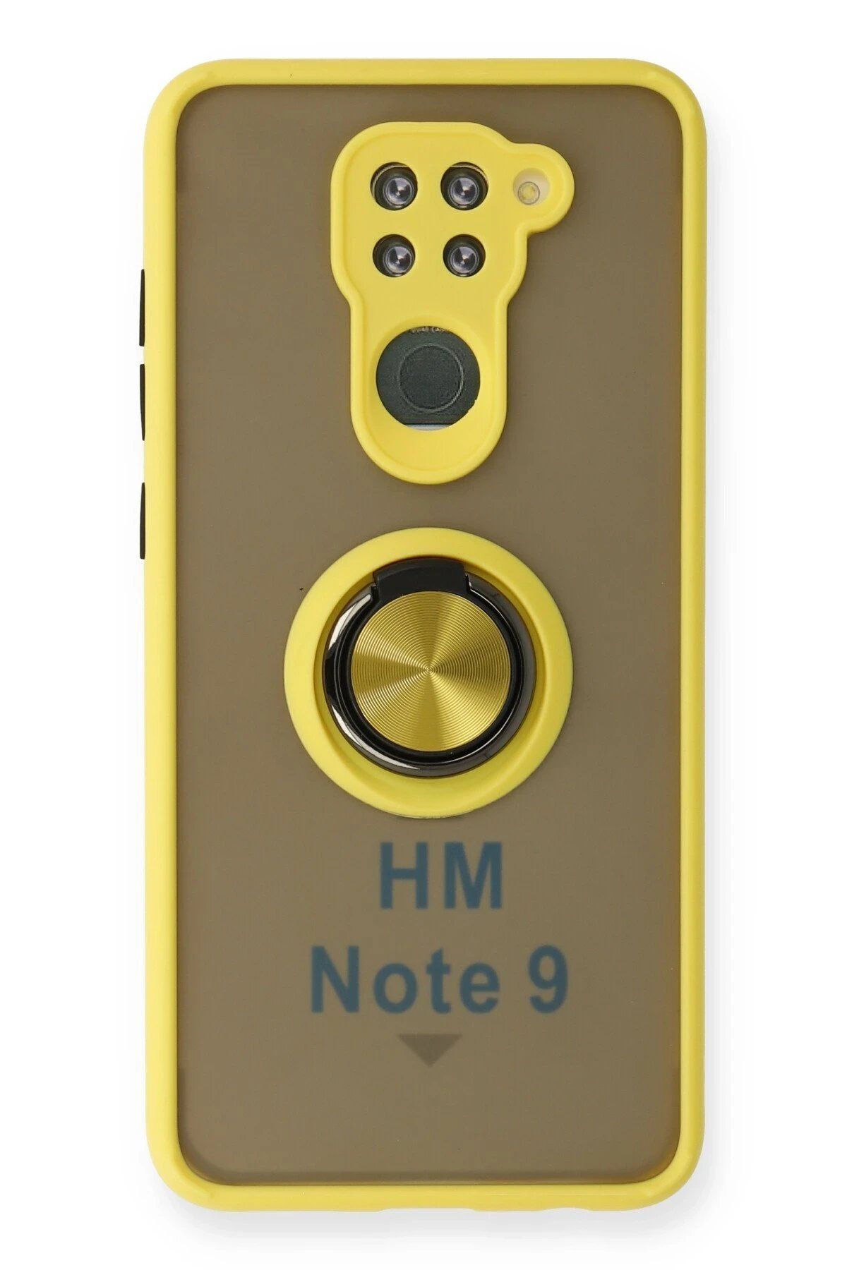 CepteToptan Newface Xiaomi Redmi Note 9 Kılıf Montreal Yüzüklü Silikon Kapak - Sarı