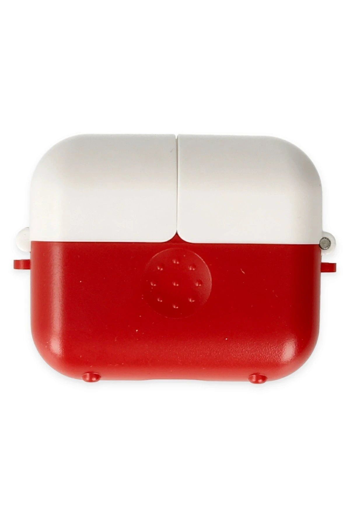 CepteToptan Newface Airpods 3 (3.nesil) Basmalı Kılıf - Kırmızı-Beyaz