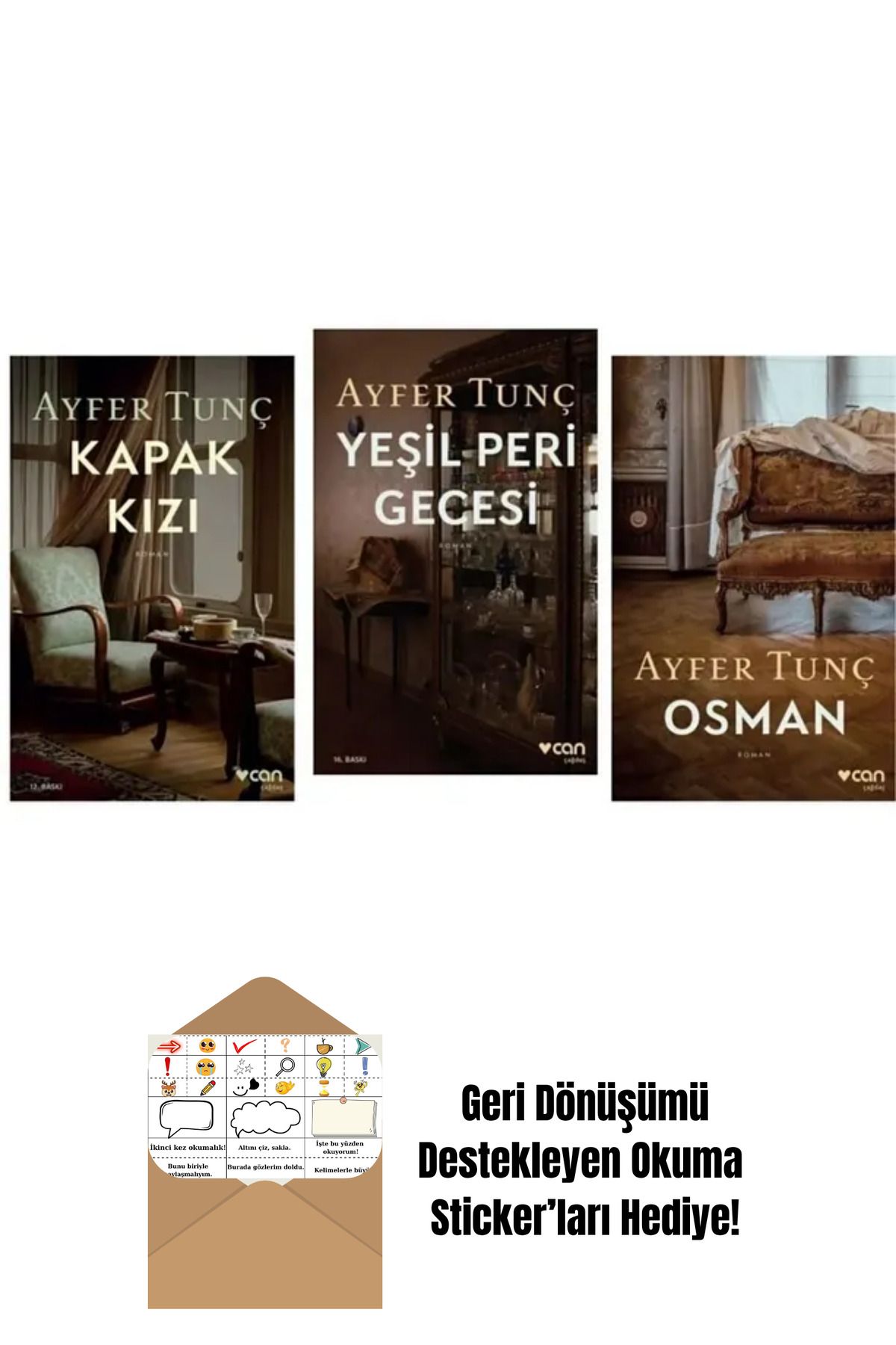 Can Yayınları Kapak Kızı / Yeşil Peri Gecesi / Osman - Ayfer Tunç 3 Kitap Set + Okuma Sticker'ları