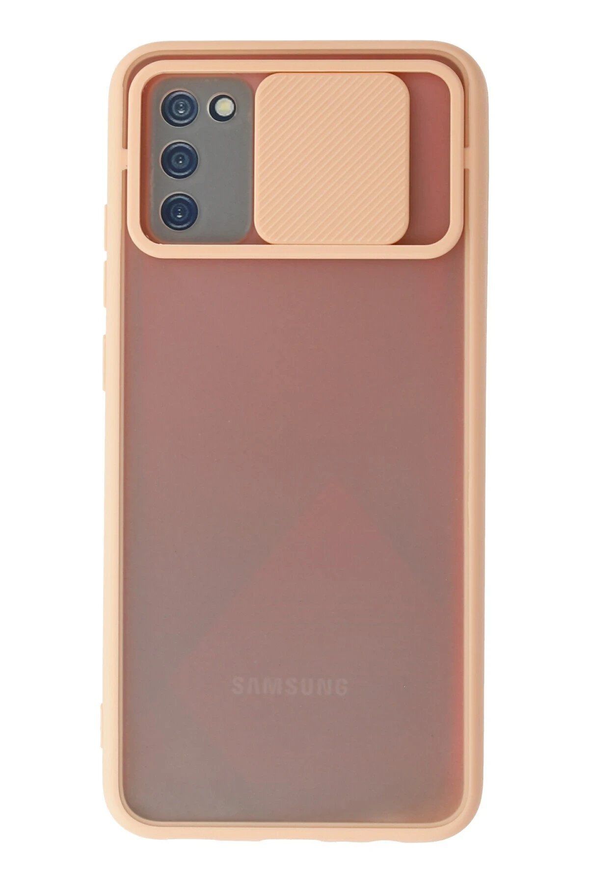 CepteToptan Newface Samsung Galaxy A02S Kılıf Palm Buzlu Kamera Sürgülü Silikon - Pembe