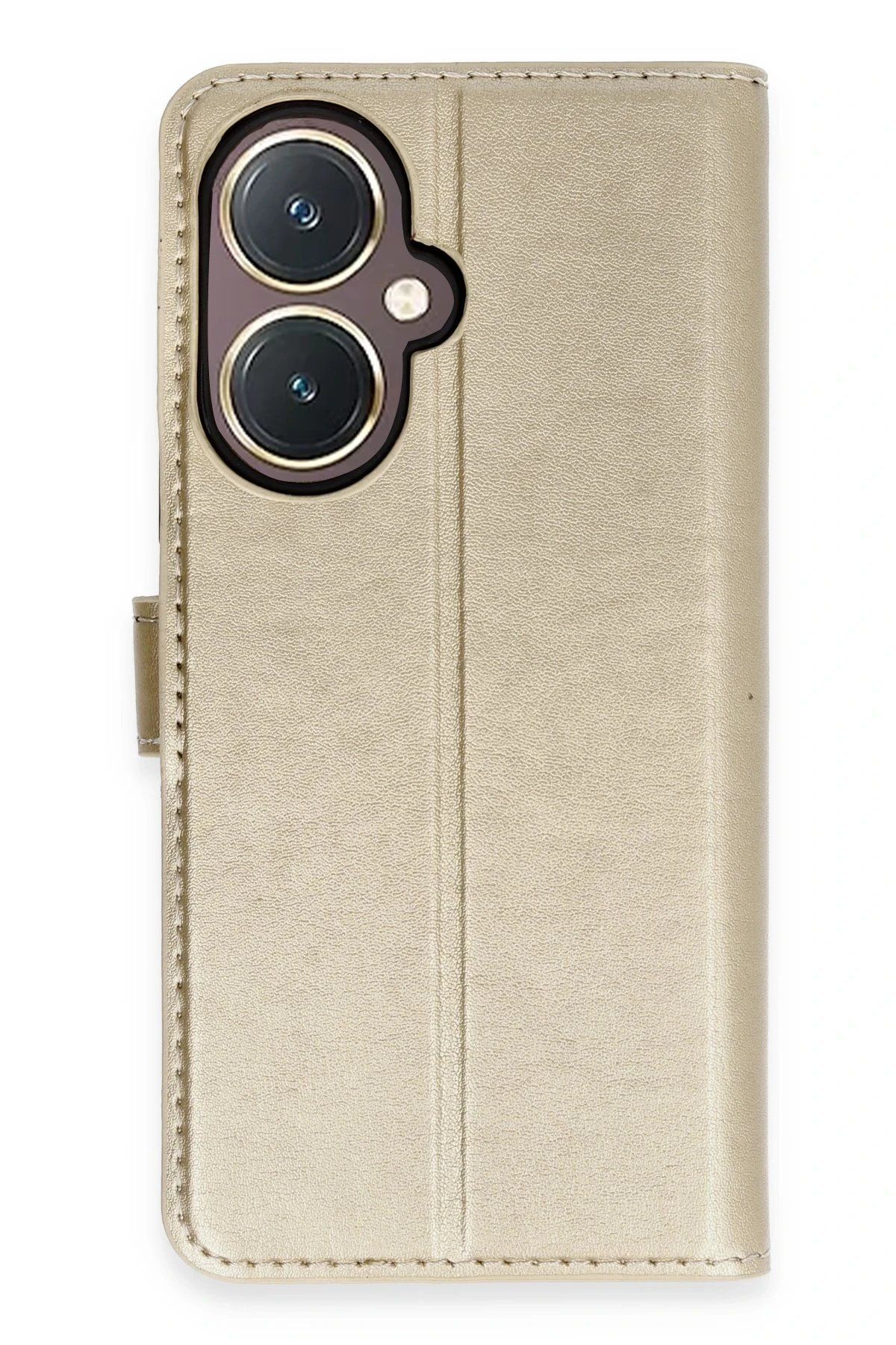 CepteToptan Newface Vivo Y27 Kılıf Trend S Plus Kapaklı Kılıf - Gold