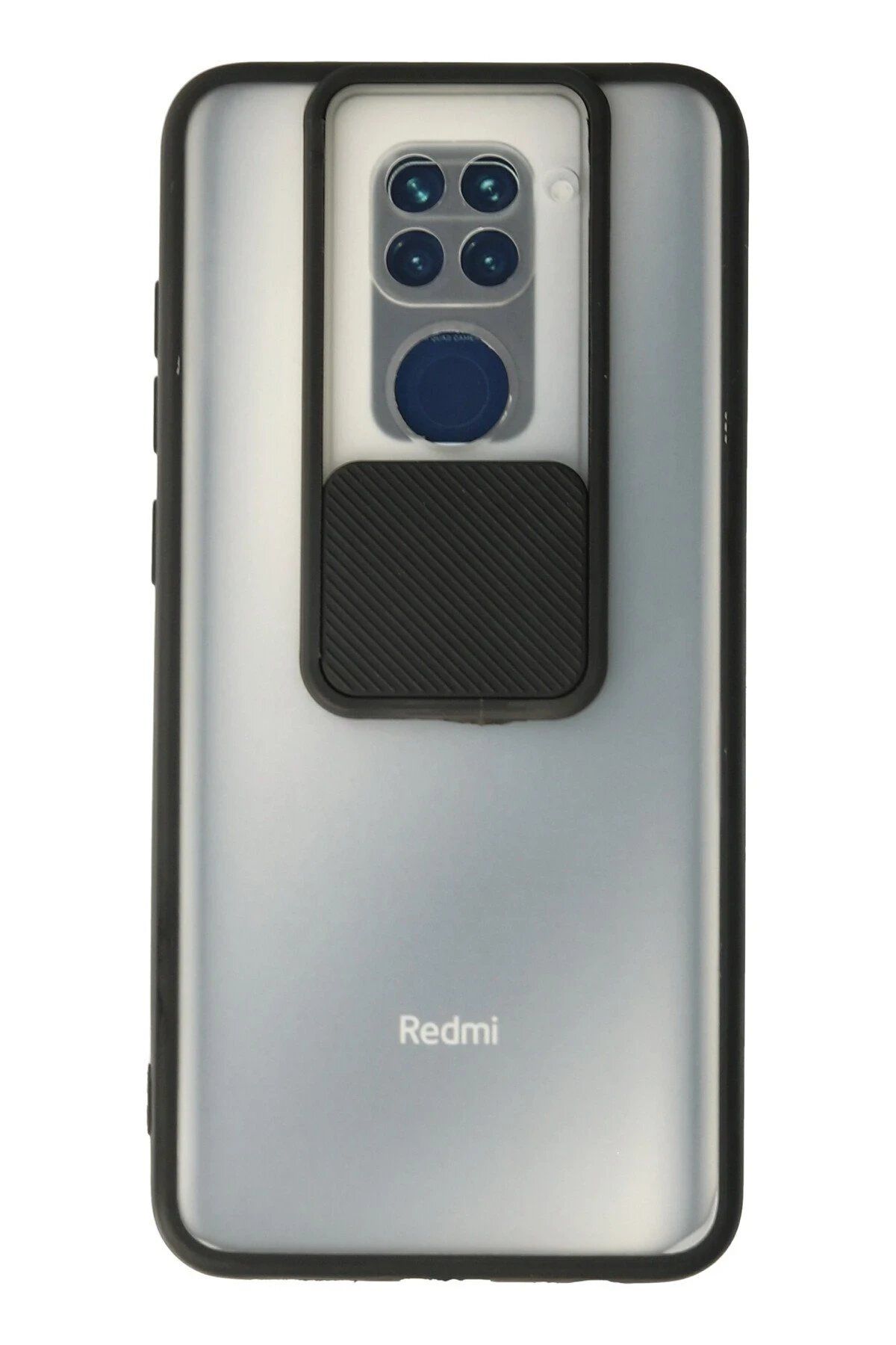CepteToptan Newface Xiaomi Redmi Note 9 Kılıf Palm Buzlu Kamera Sürgülü Silikon - Siyah