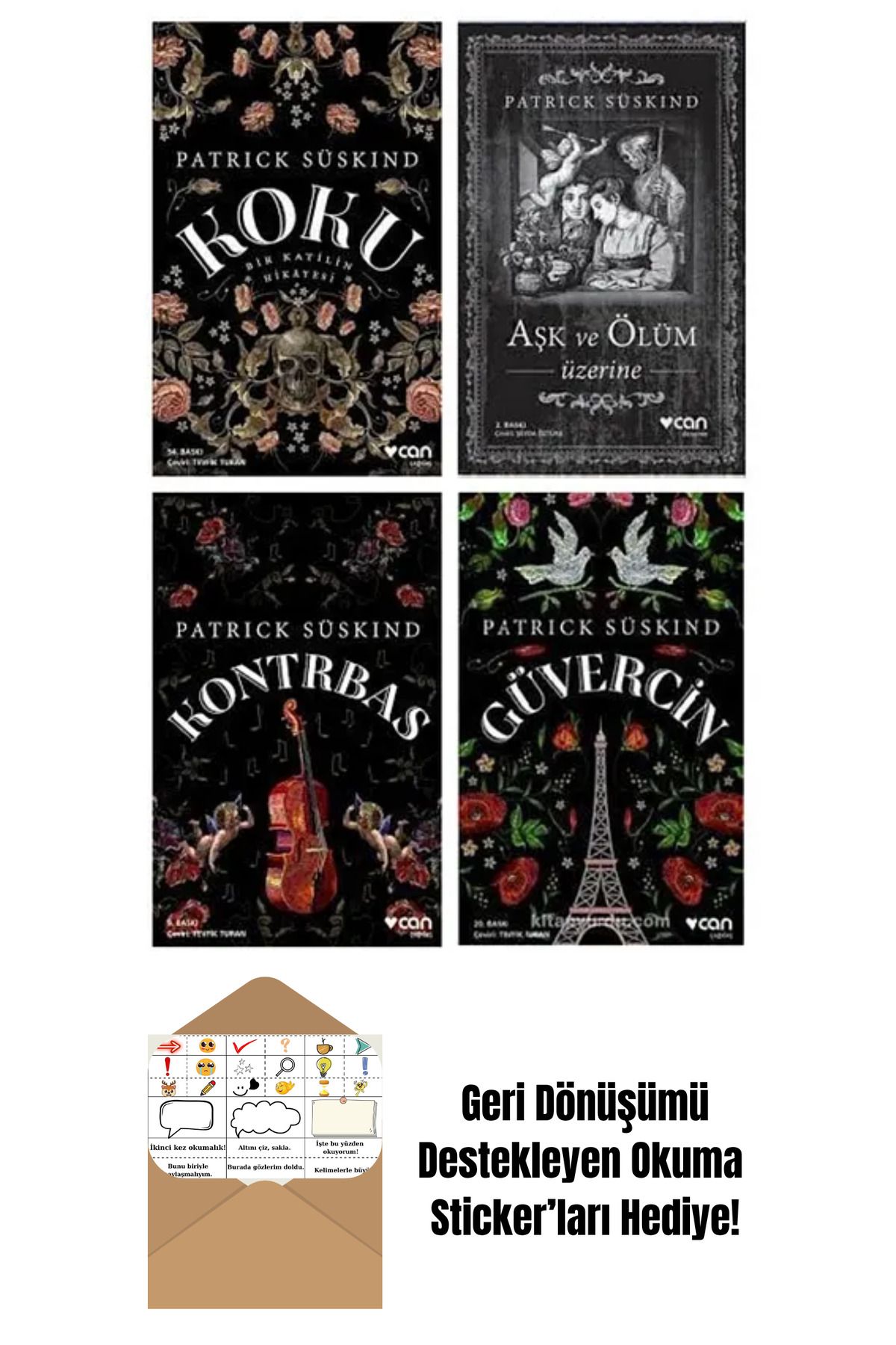 Can Yayınları Patrick Süskind 4 Kitap Set + Okuma Sticker'ları