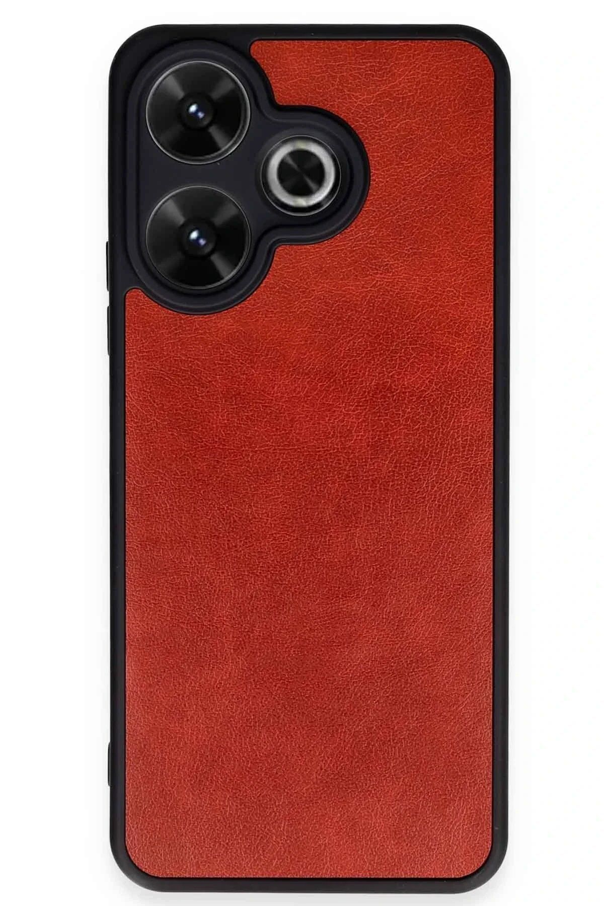 CepteToptan Newface Xiaomi Redmi 13 4G Kılıf Aras Deri Kapak - Kırmızı