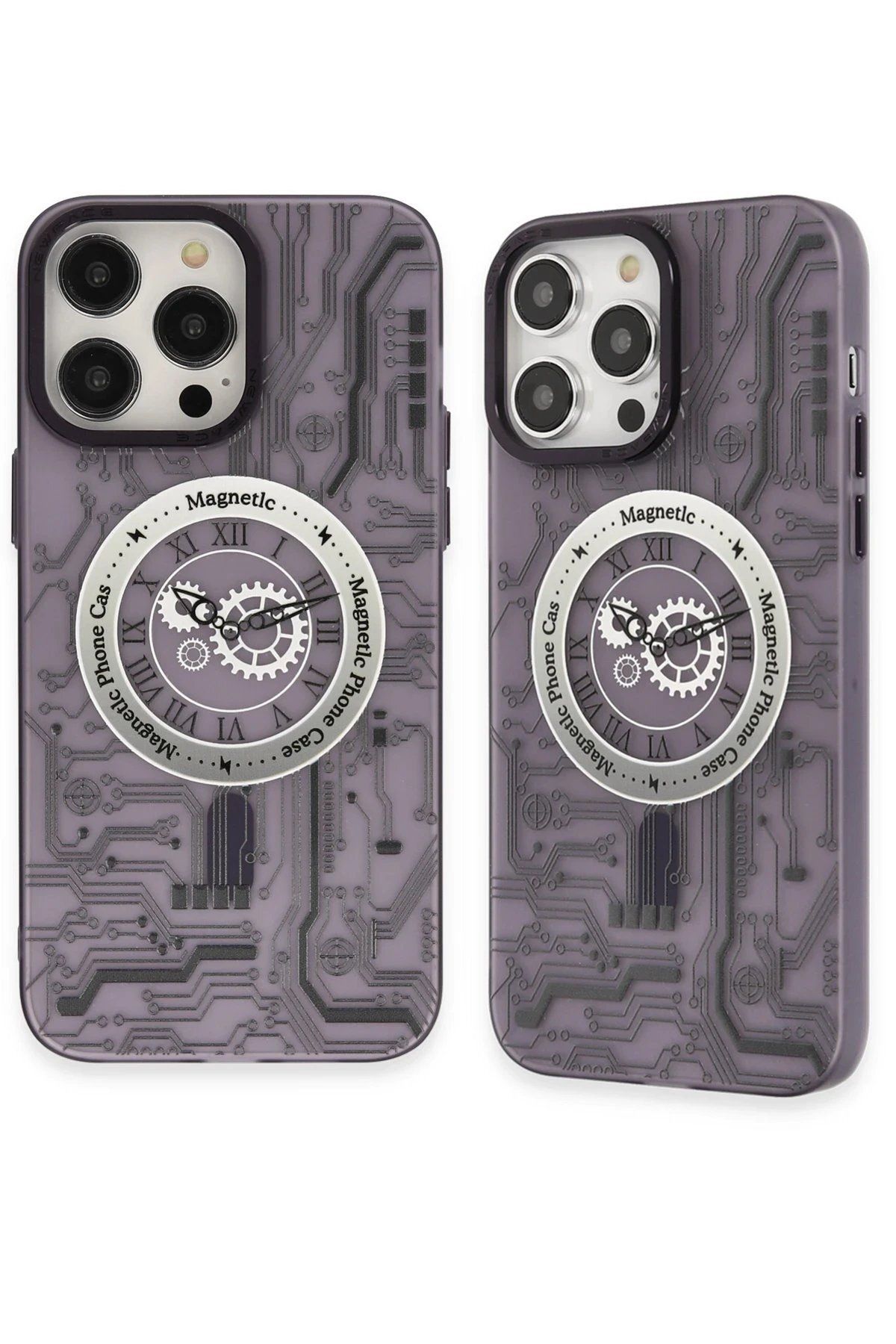 CepteToptan Newface iPhone 14 Pro Max Kılıf Apollo Magneticsafe Desenli Kapak - Apollo Mor - 5