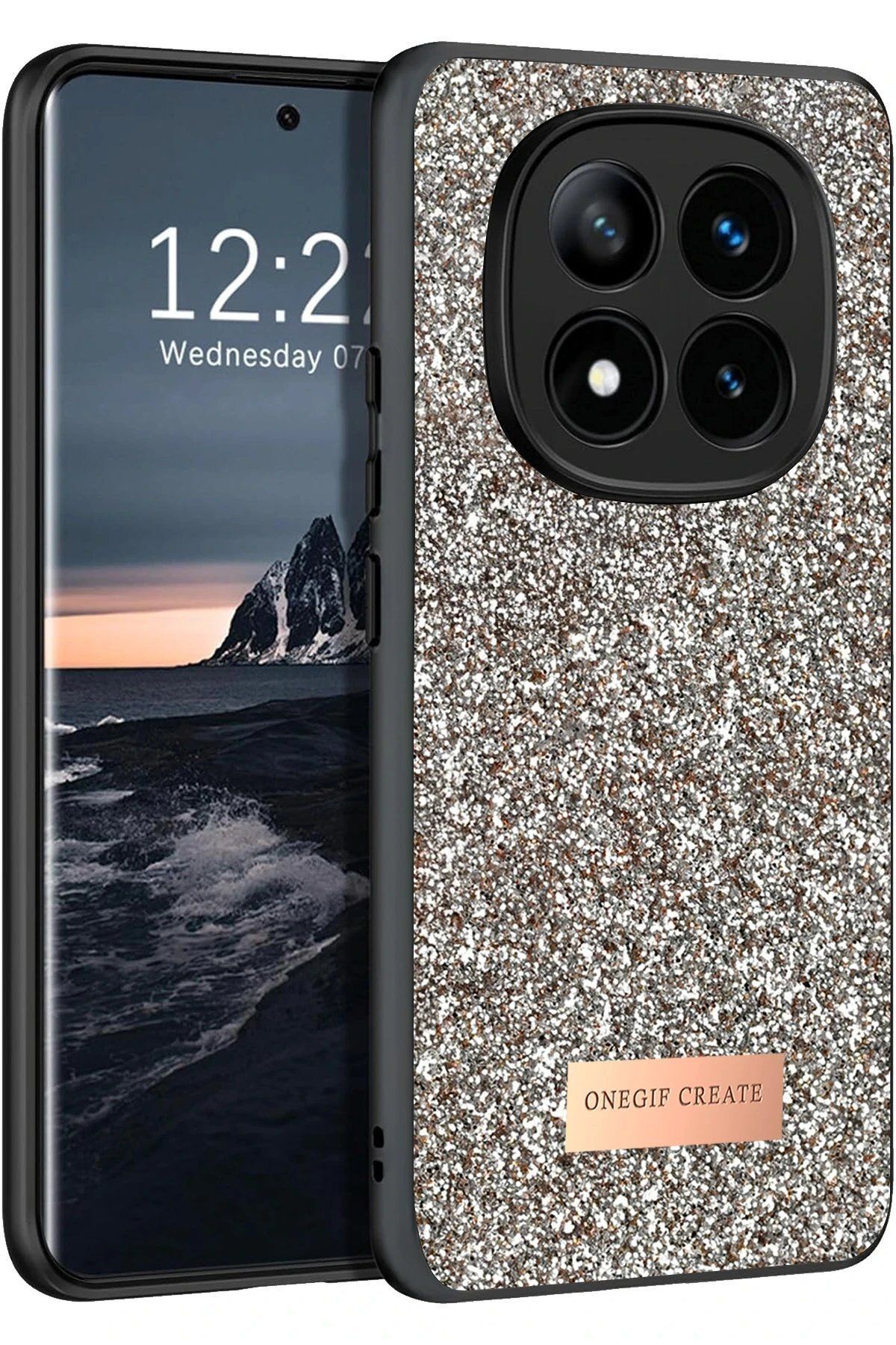 ONEGIF Xiaomi Redmi Note 14 Pro 4G Bright Simli Kapak - Gold