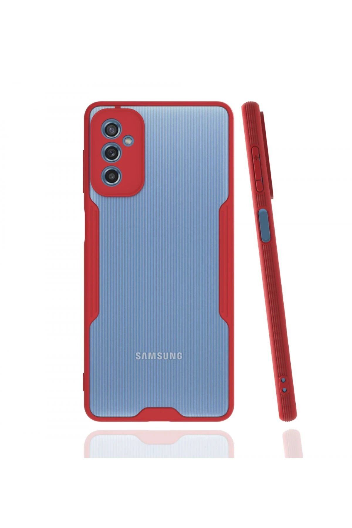 CepteToptan Newface Samsung Galaxy M52 5G Kılıf Platin Silikon - Kırmızı
