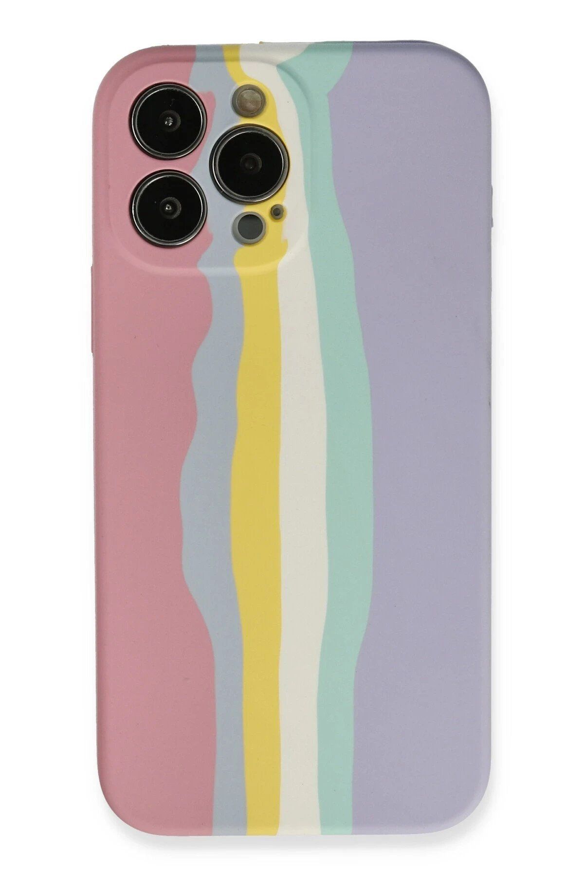 CepteToptan Newface iPhone 13 Pro Kılıf Ebruli Lansman Silikon - Pembe-Lila