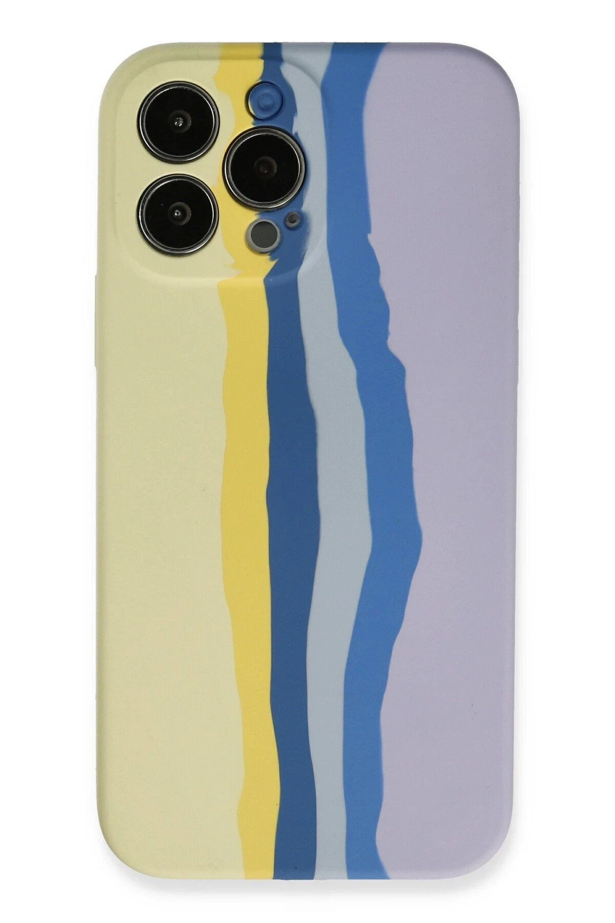 CepteToptan Newface iPhone 13 Pro Kılıf Ebruli Lansman Silikon - Sarı-Lila