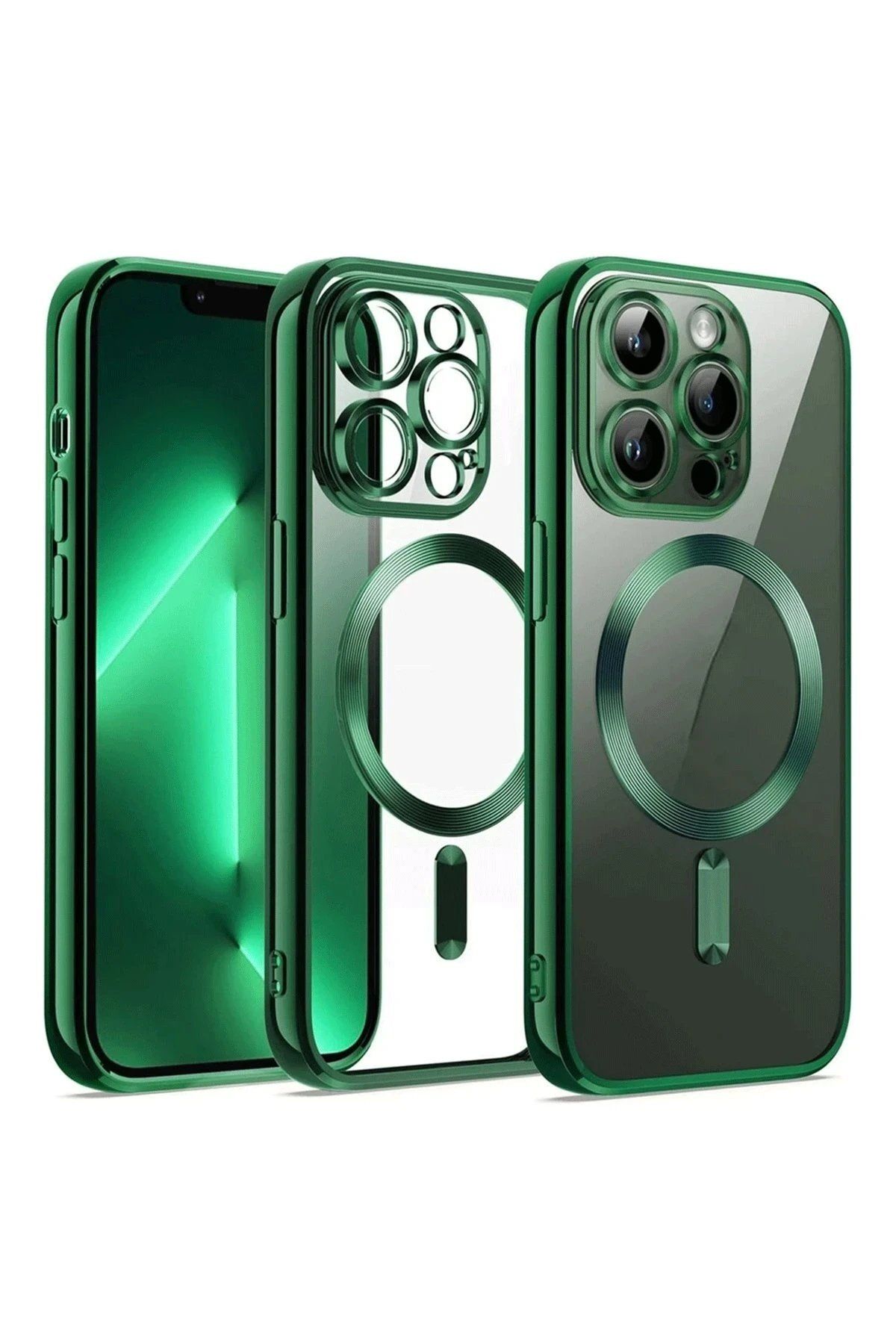 CepteToptan Newface iPhone 12 Pro Kılıf Kross Magneticsafe Kapak - Koyu Yeşil