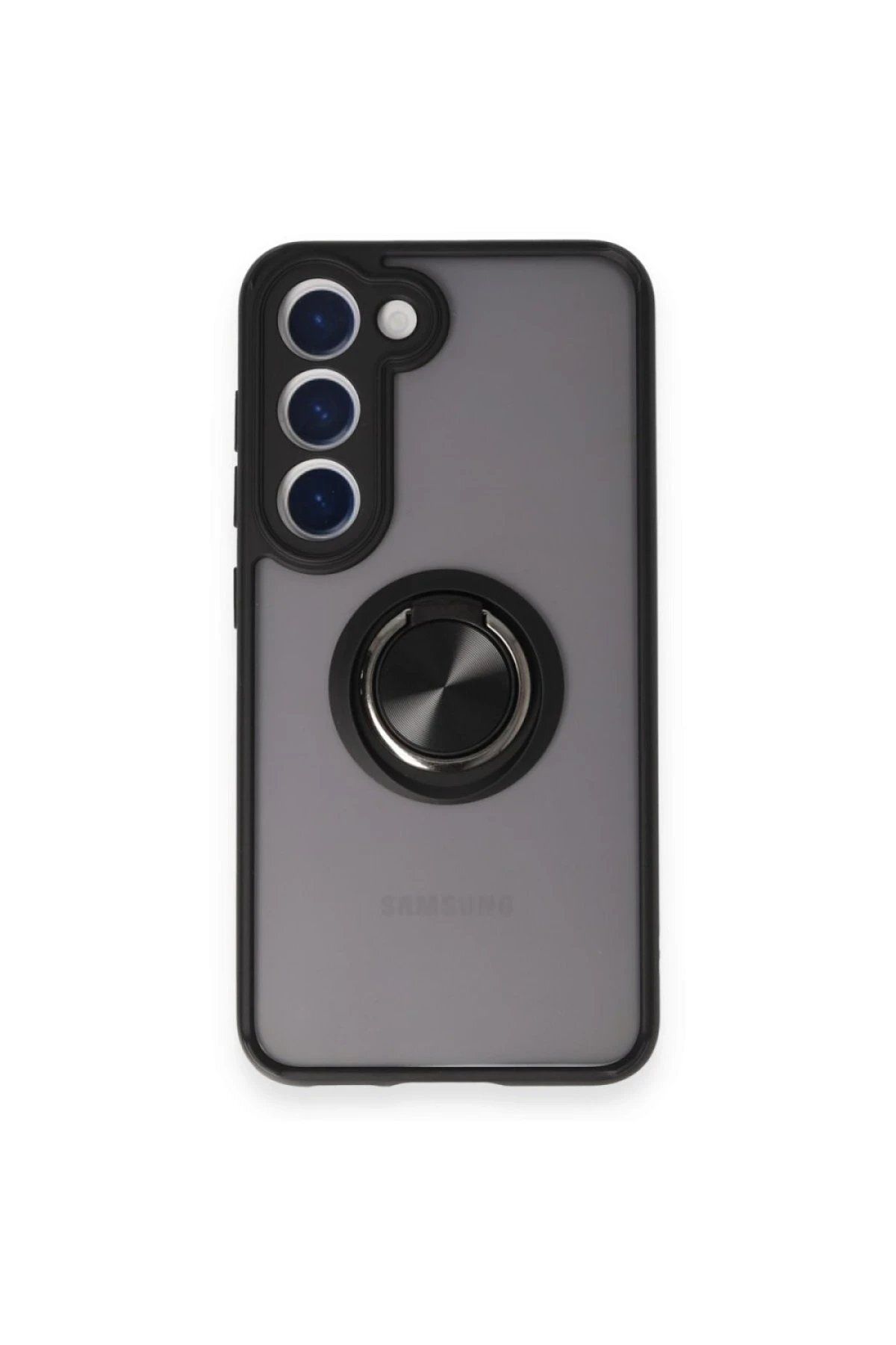 CepteToptan Newface Samsung Galaxy S24 FE Kılıf Montreal Yüzüklü Silikon Kapak - Siyah